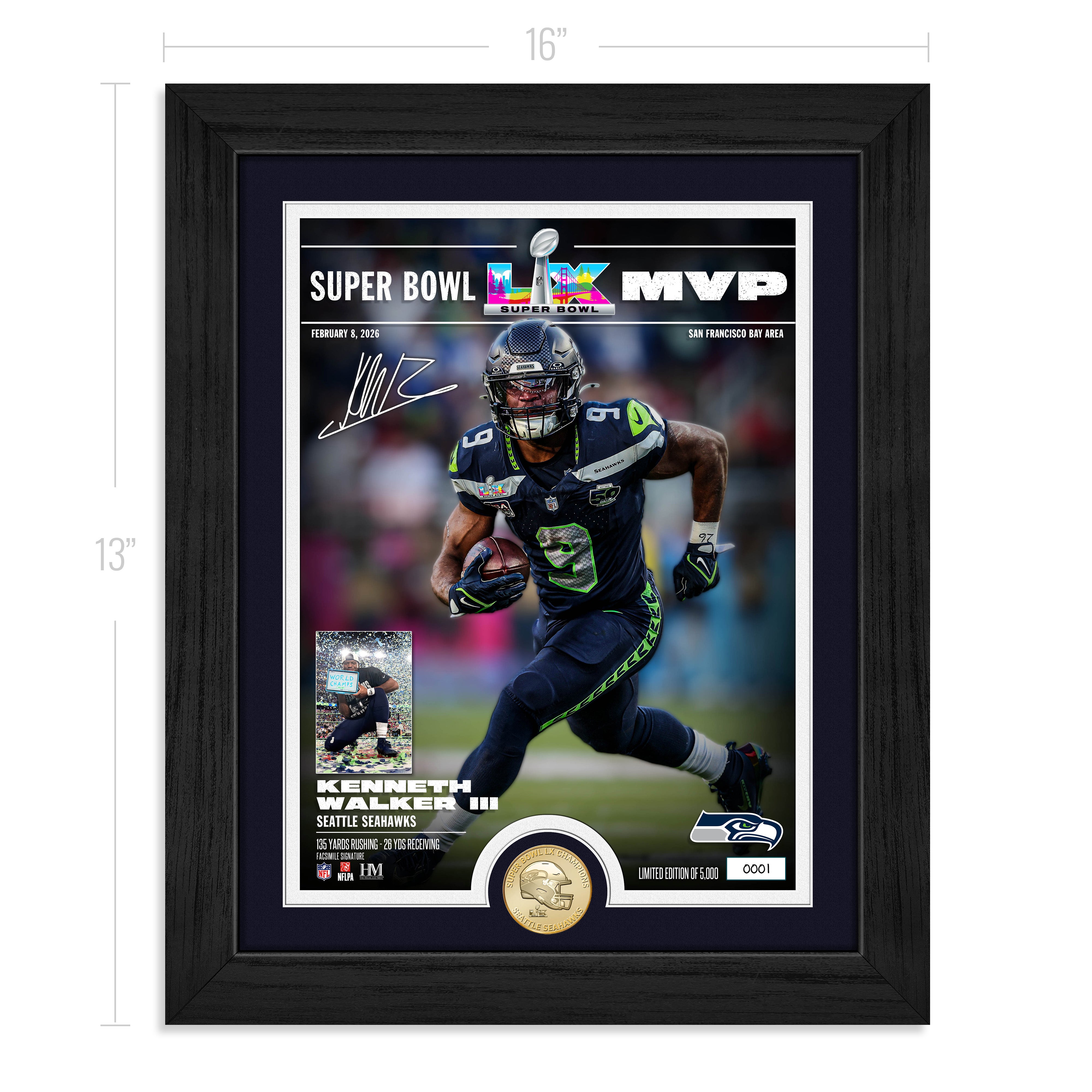Seattle Seahawks Kenneth Walker III Super Bowl LX MVP Bronze Coin Photo Mint