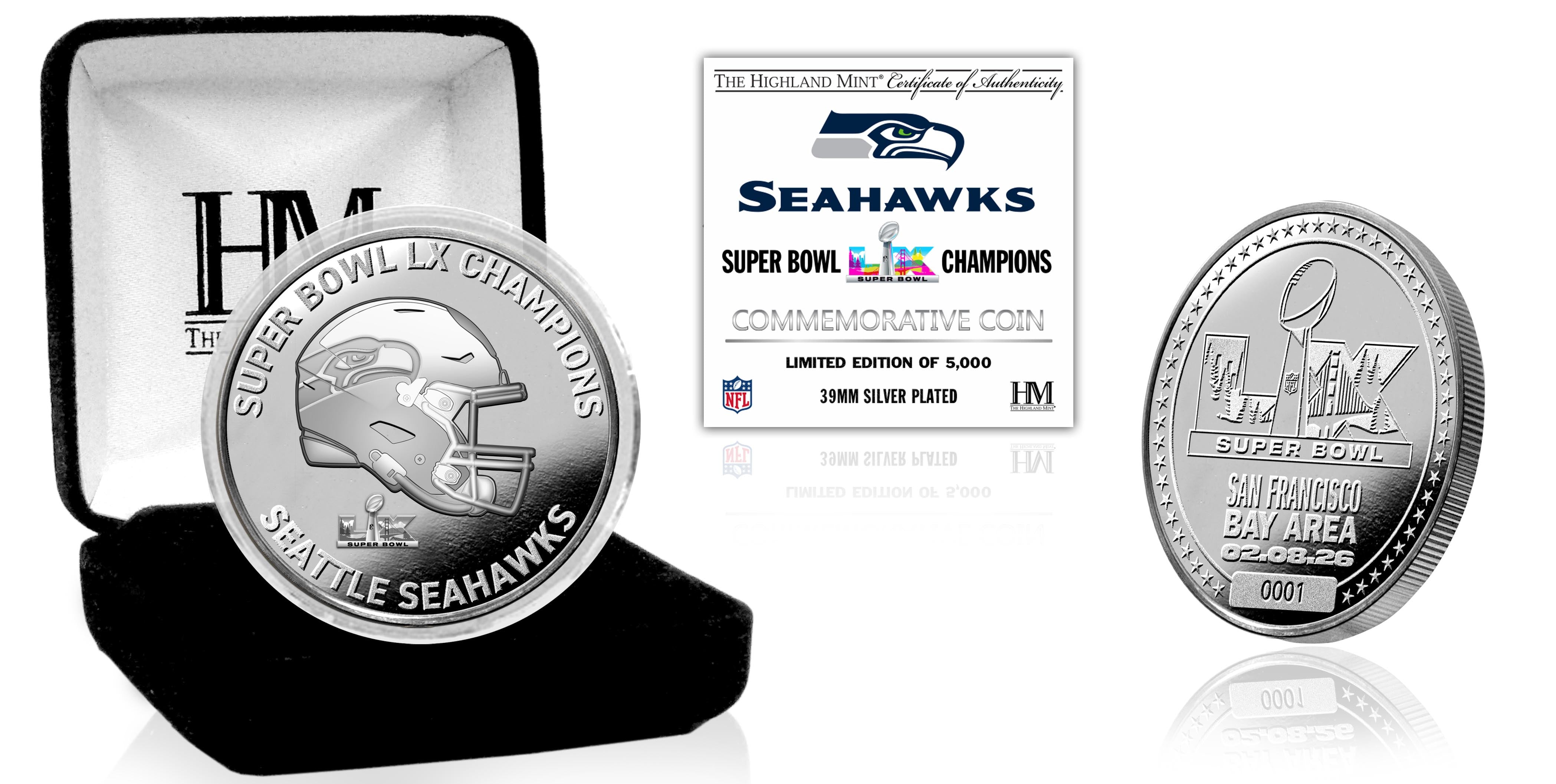 Seattle Seahawks Super Bowl LX Champions Silver Plated Coin – The