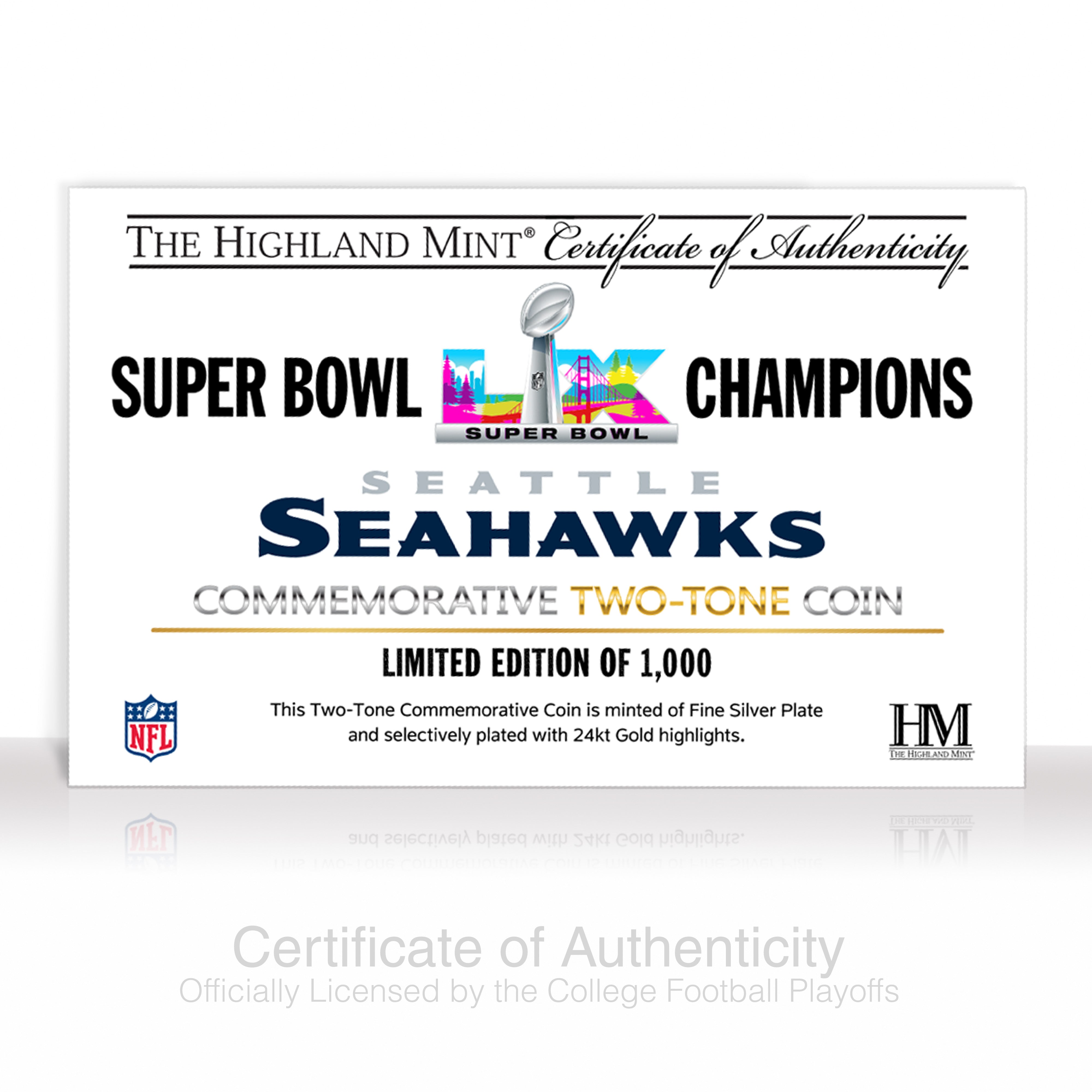 Seattle Seahawks Super Bowl LX Champions 2-Tone Coin