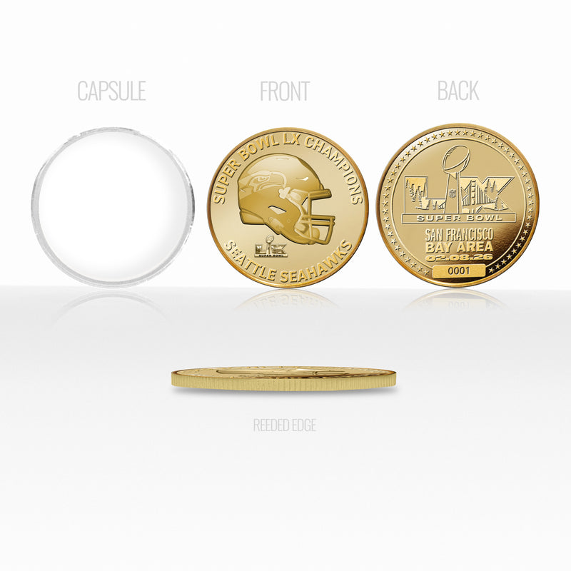 Seattle Seahawks Super Bowl LX Champions Gold Plated Coin