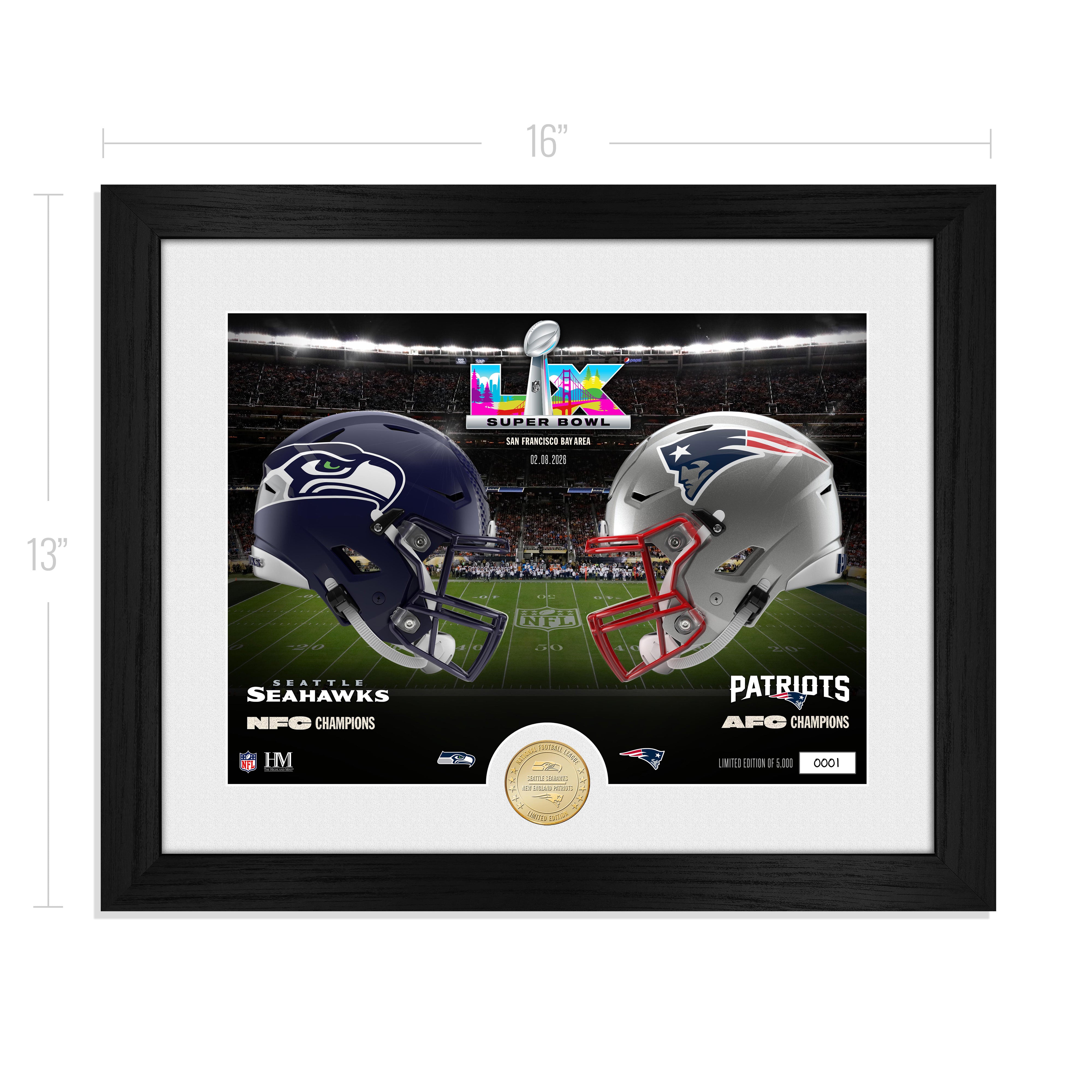 New England Patriots vs. Seattle Seahawks Super Bowl LX Match up Bronze Coin Photo Mint