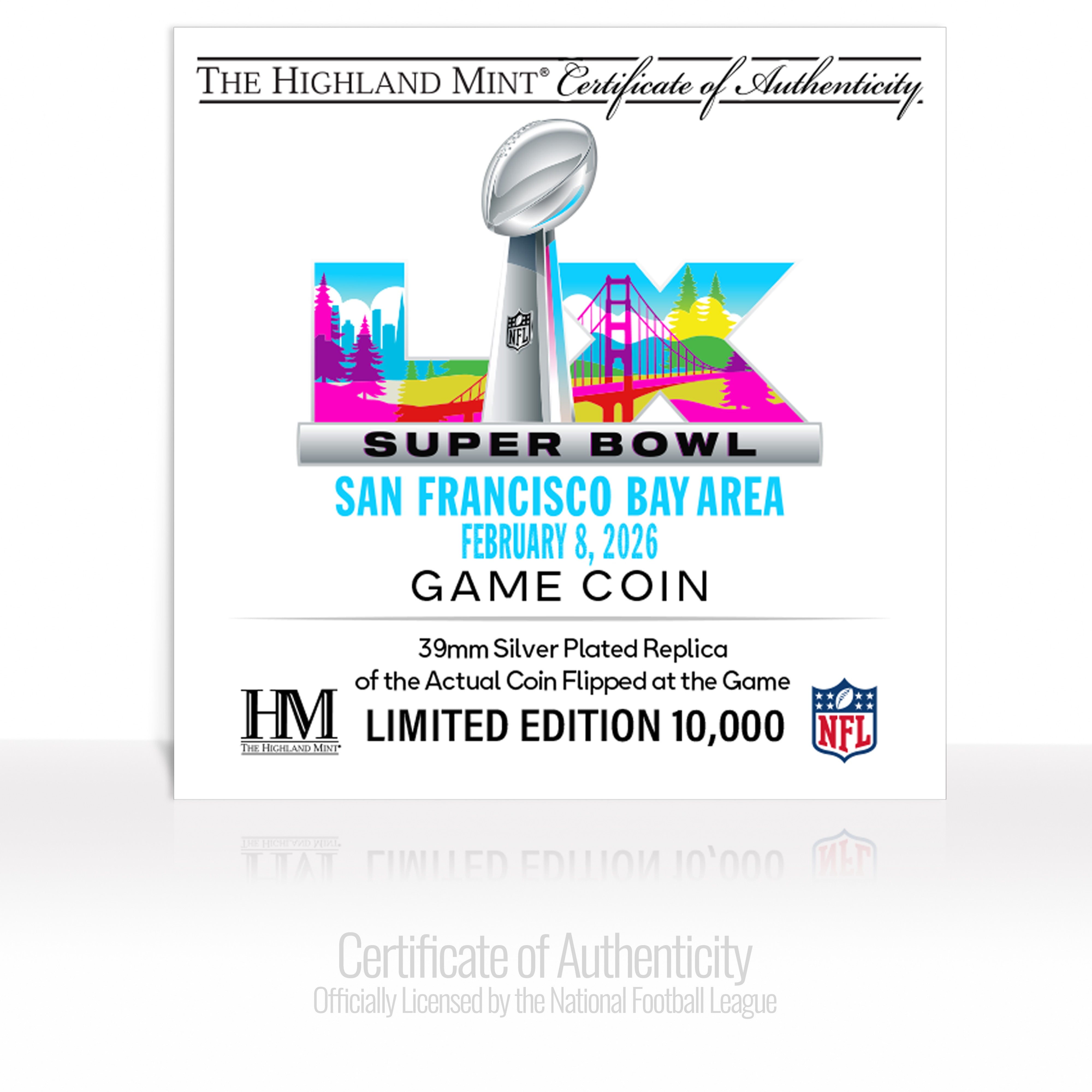 New England Patriots vs. Seattle Seahawks Super Bowl LX Silver Plated Game Coin