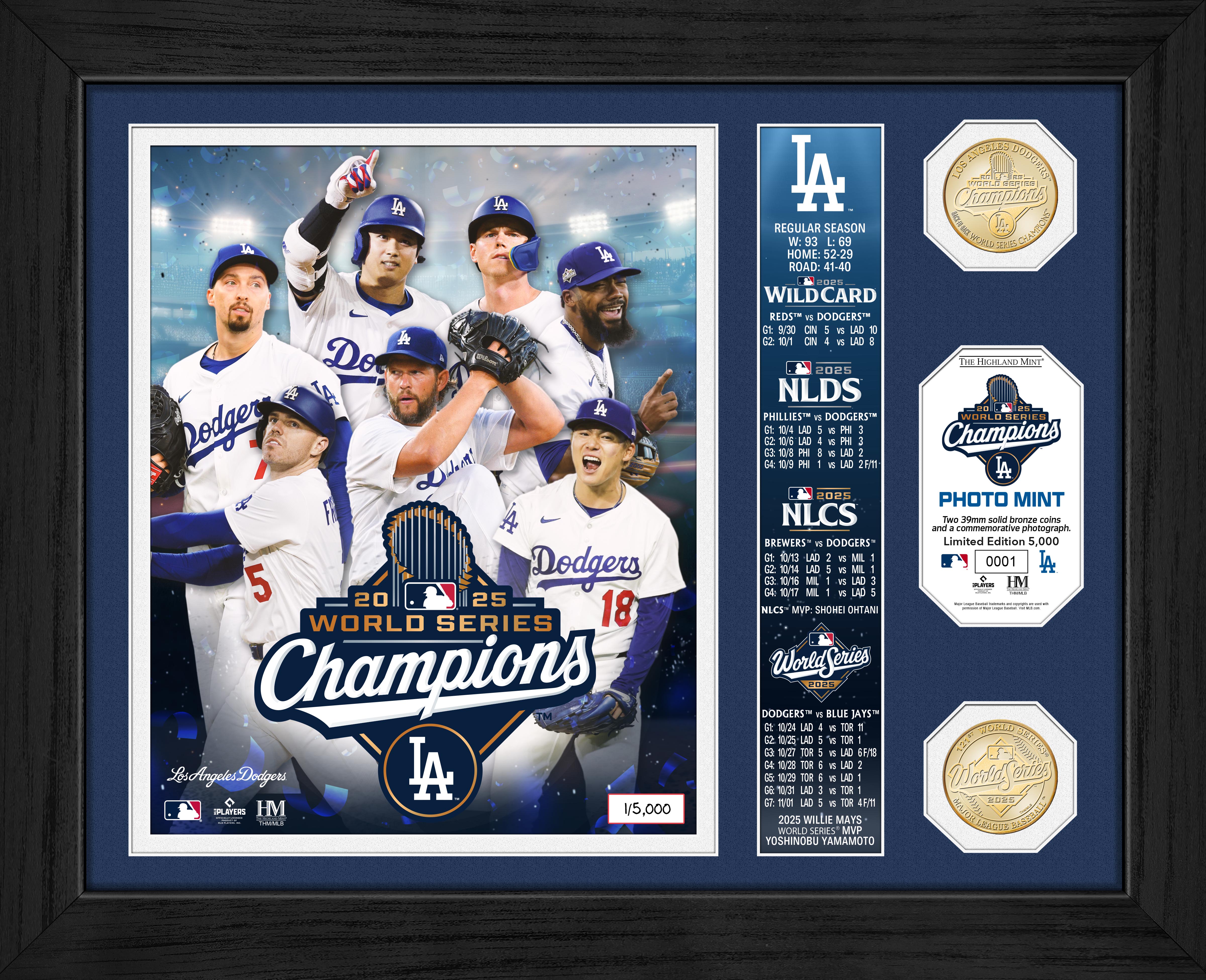 Los Angeles Dodgers 2025 World Series Champions Team Force Photo Mint