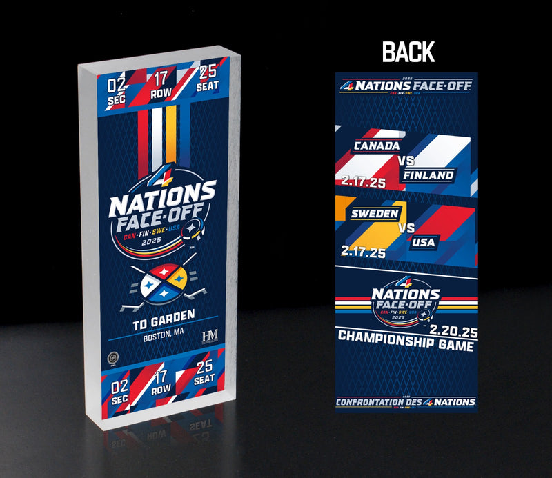 4 Nations Face Off Boston Ticket Acrylic BlocKart - Acrylic