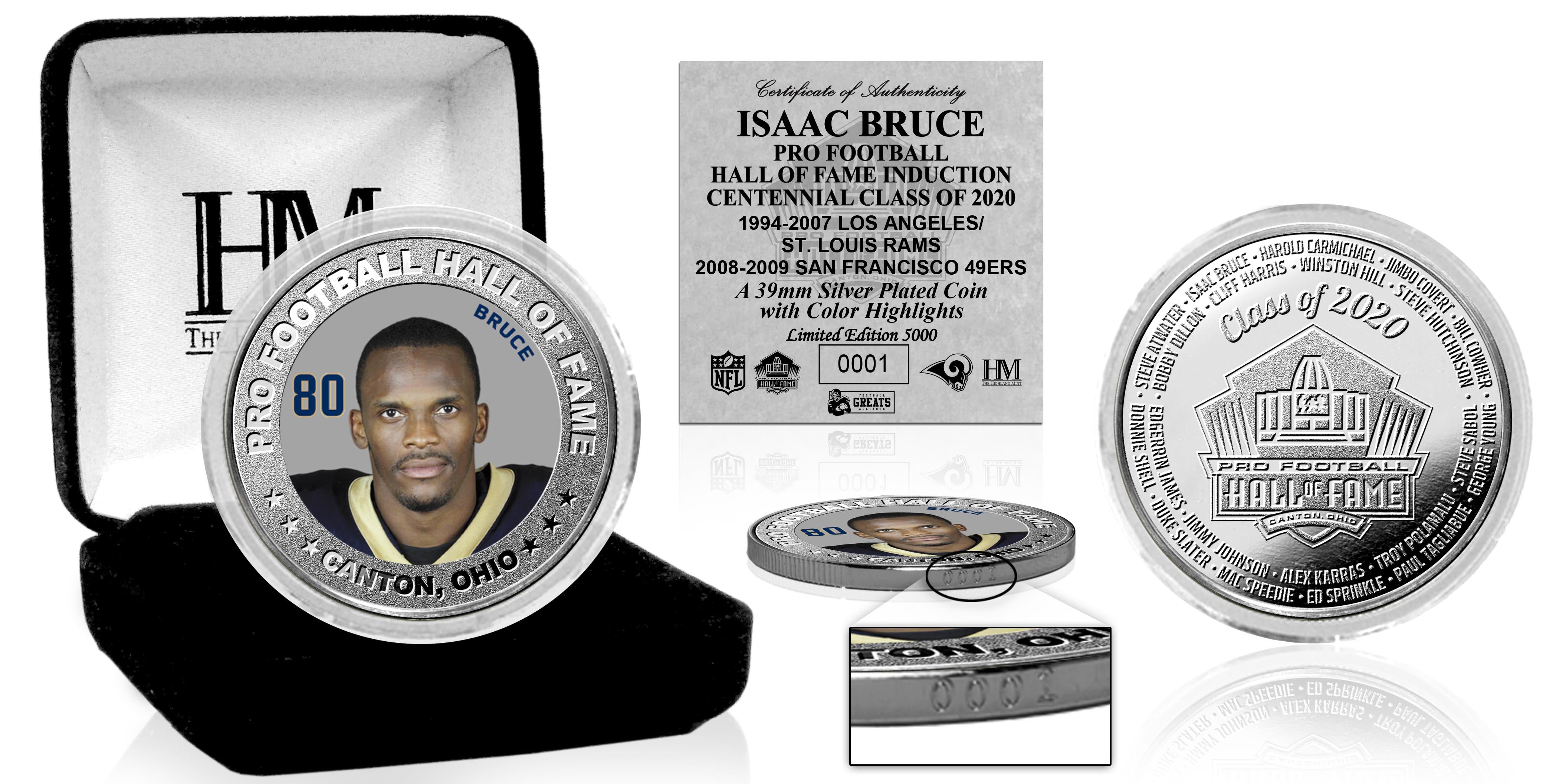 Isaac Bruce 2020 Hall of Fame Color Silver Coin