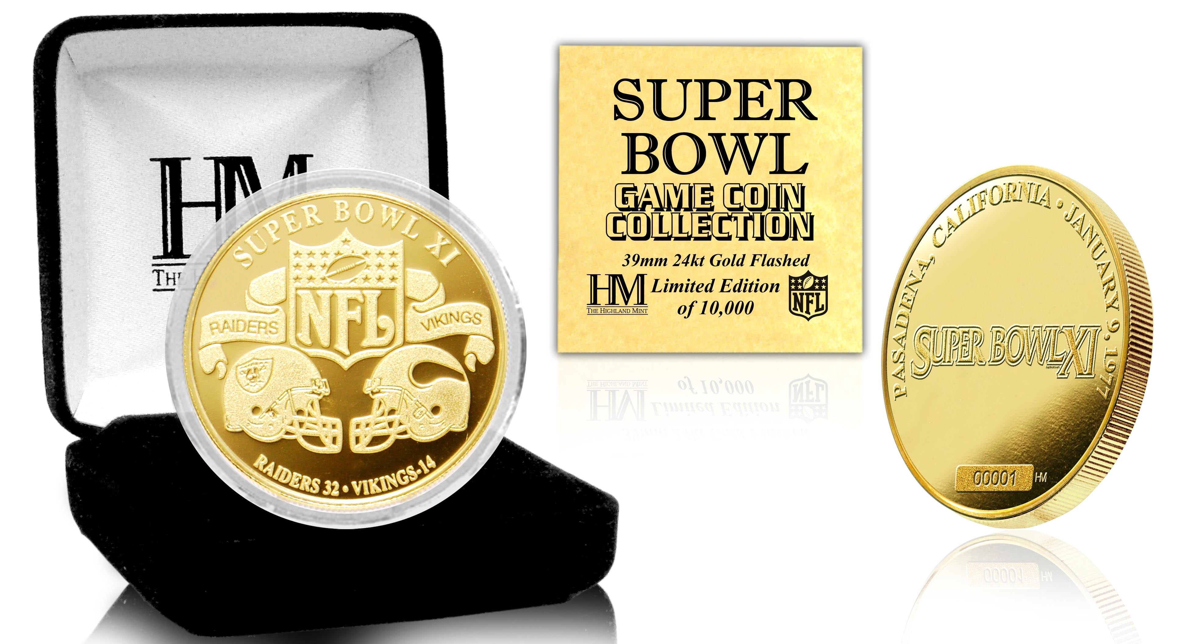Super Bowl XI 24kt Gold Flip Coin