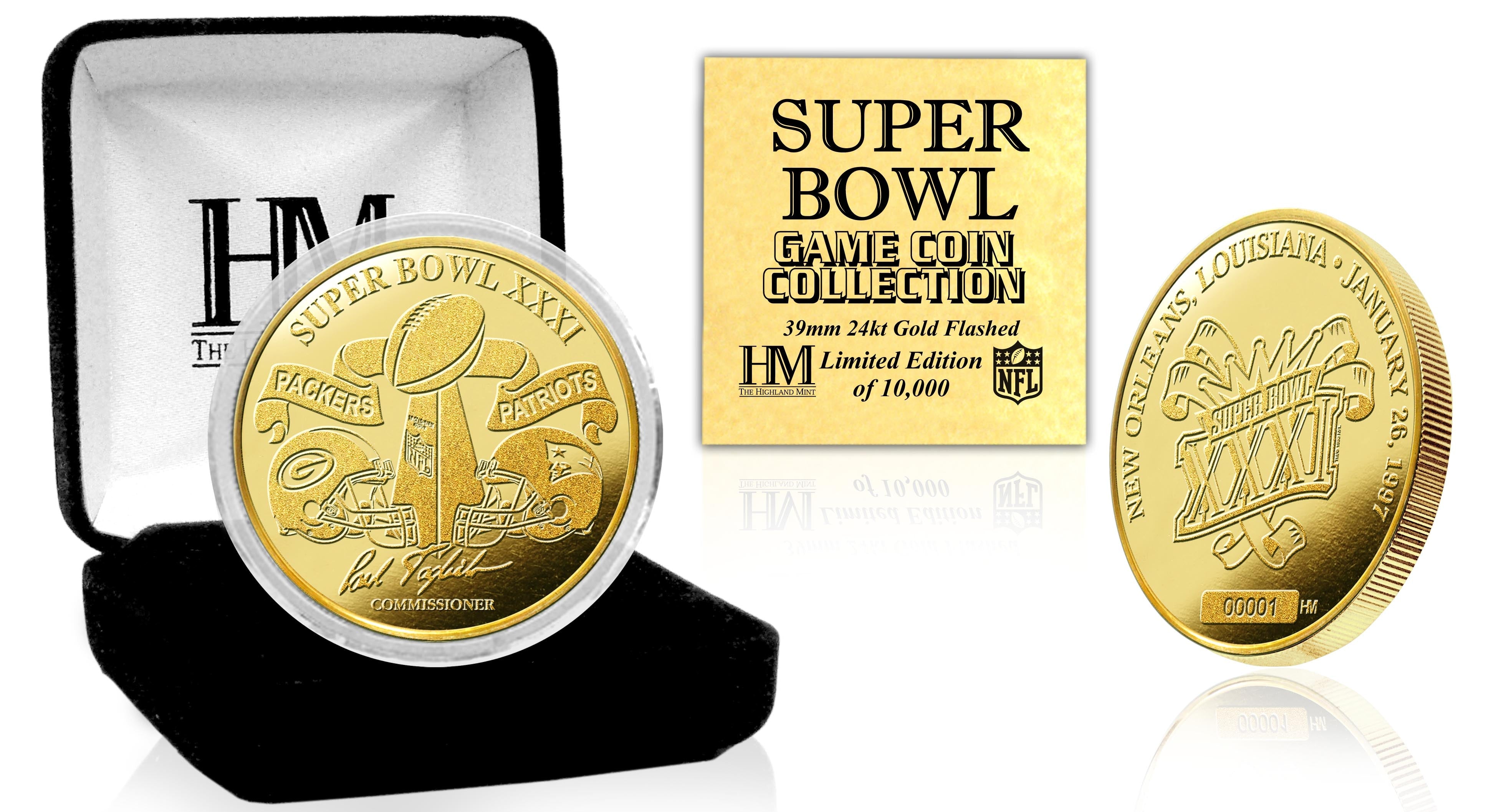 Super Bowl XXXI 24kt Gold Flip Coin