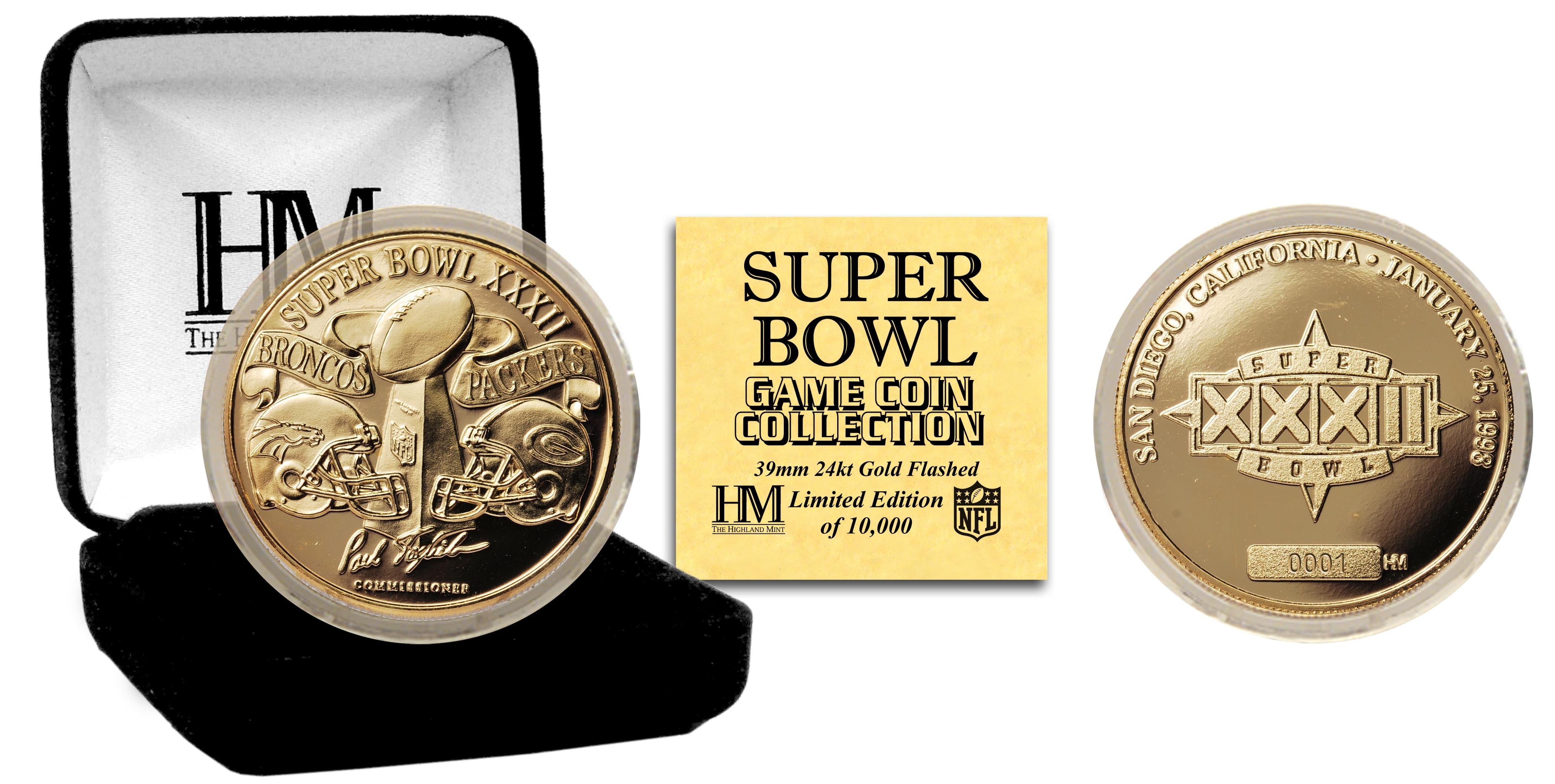 Super Bowl XXXII 24kt Gold Flip Coin