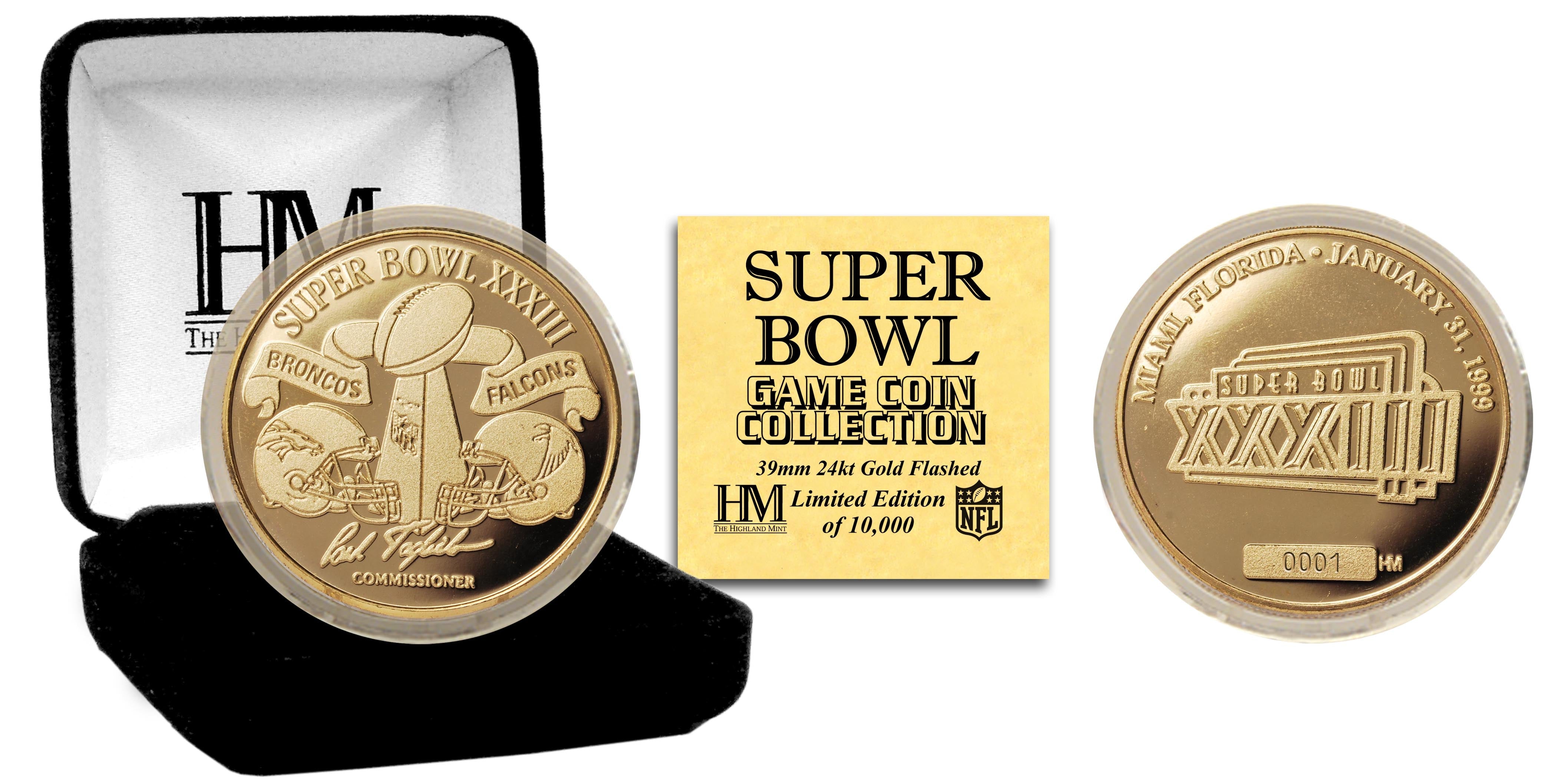 Super Bowl XXXIII 24kt Gold Flip Coin