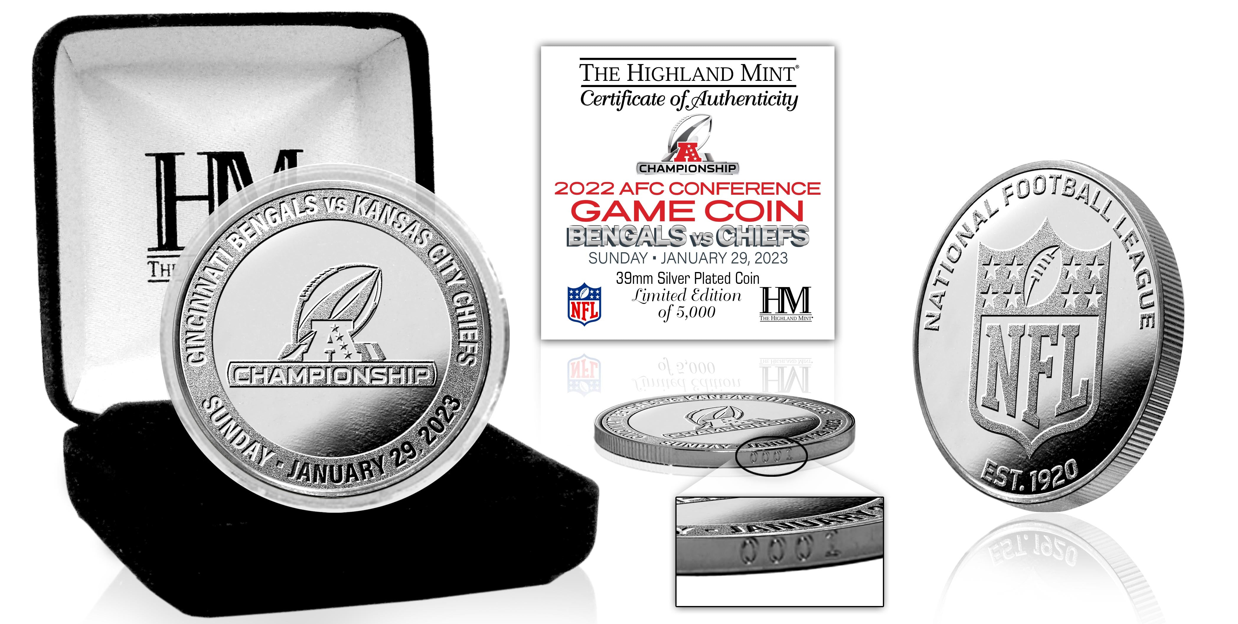 Bengals Chiefs 2022 AFC Championship Game Silver Flip Coin