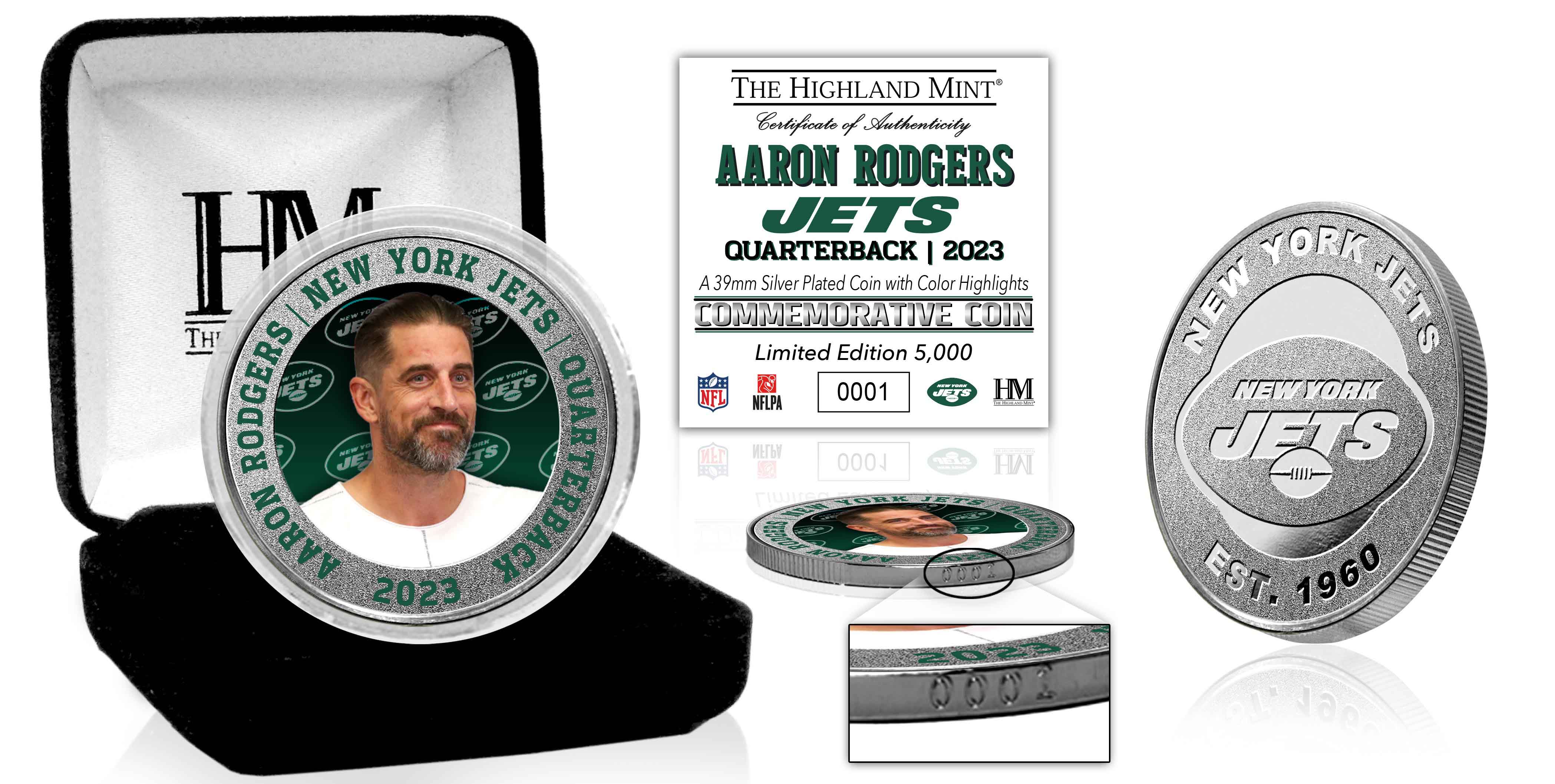 Aaron Rodgers New York Jets Silver Color Coin