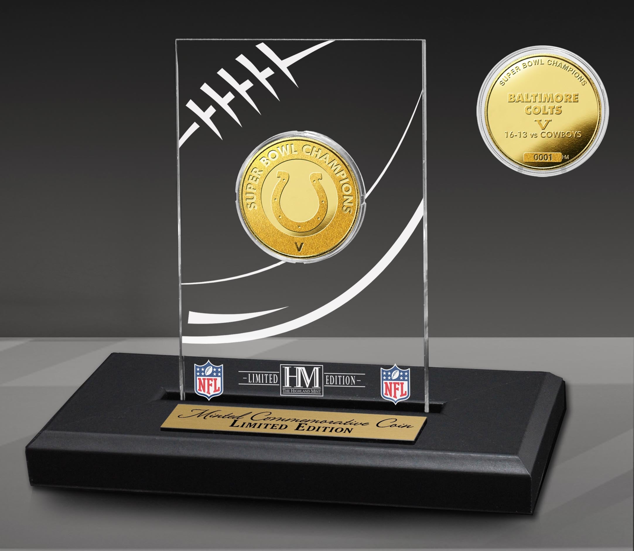 Baltimore Colts Super Bowl Champions Gold Coin with Acrylic Display