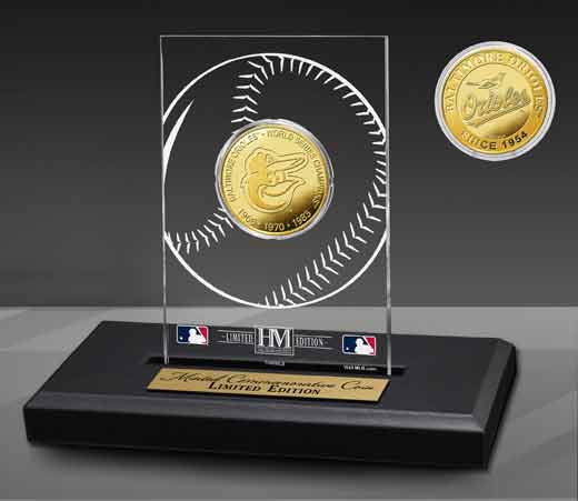 Baltimore Orioles 3-Time Champions Acrylic Gold Coin
