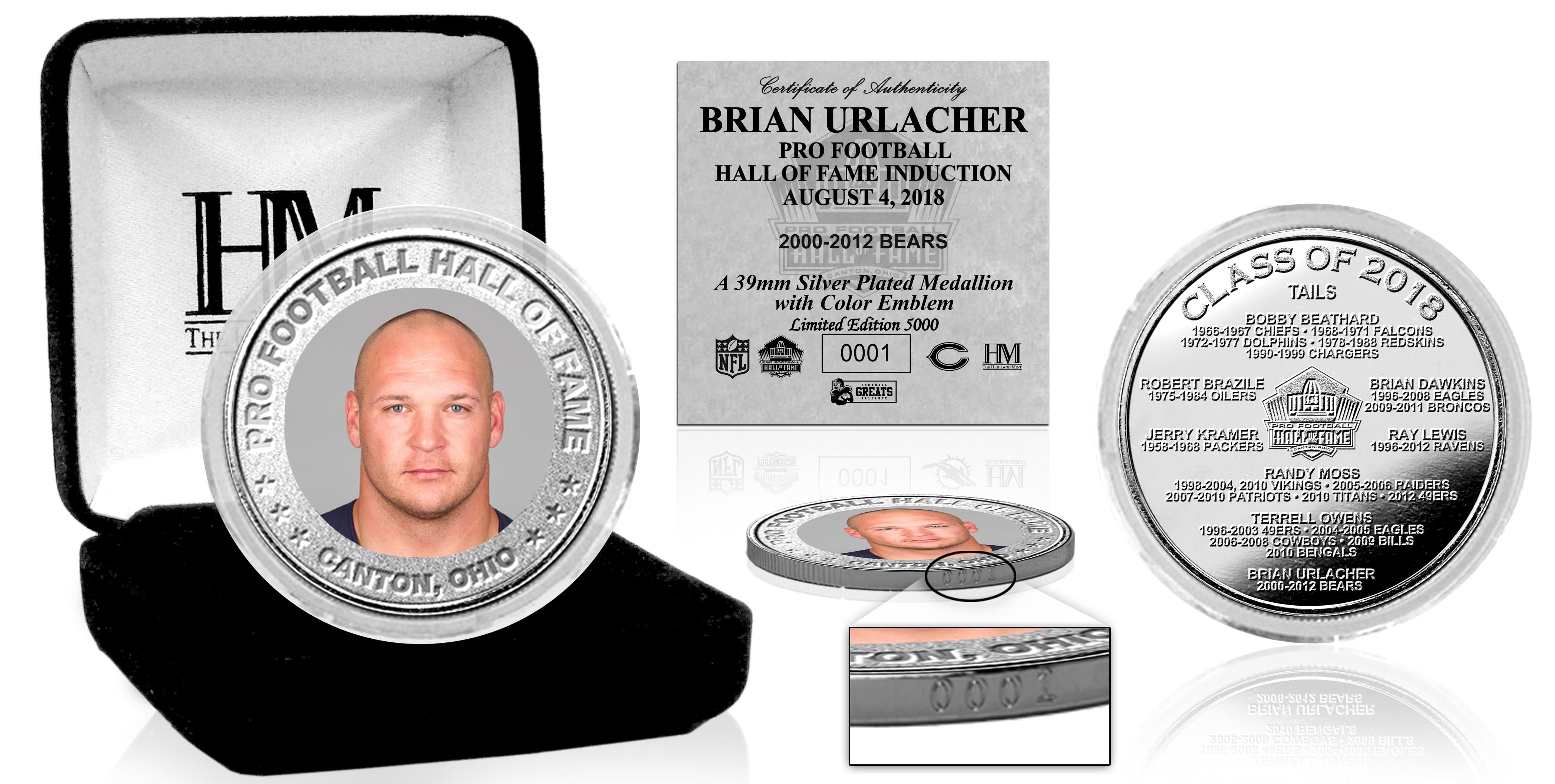 Brian Urlacher 2018 Pro Football HOF Induction Silver Color Coin