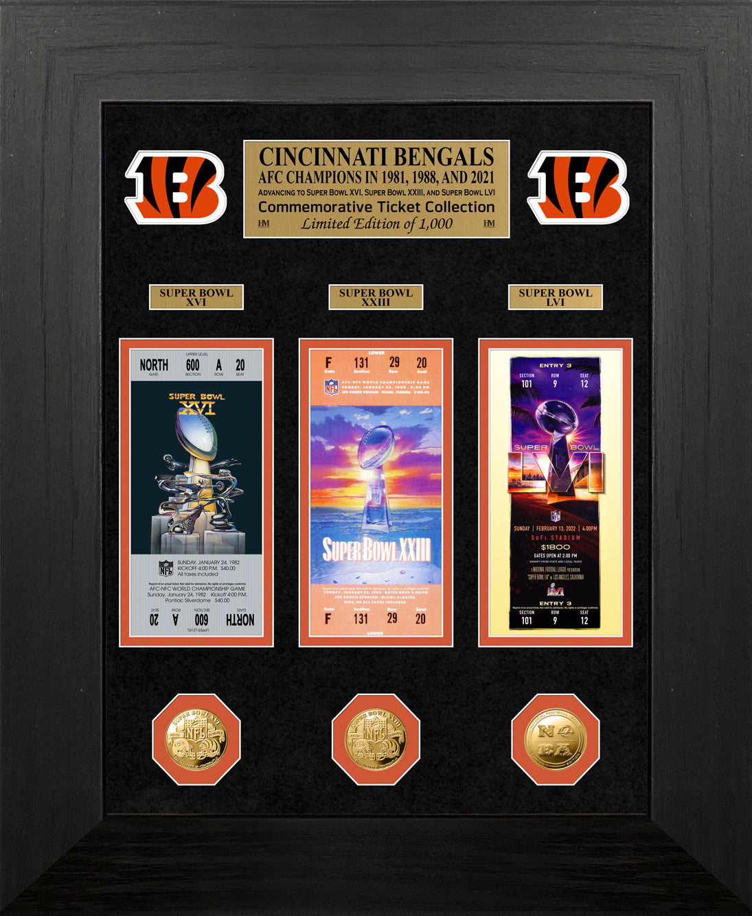 Cincinnati Bengals Super Bowl Deluxe Gold Coin & Ticket Collection