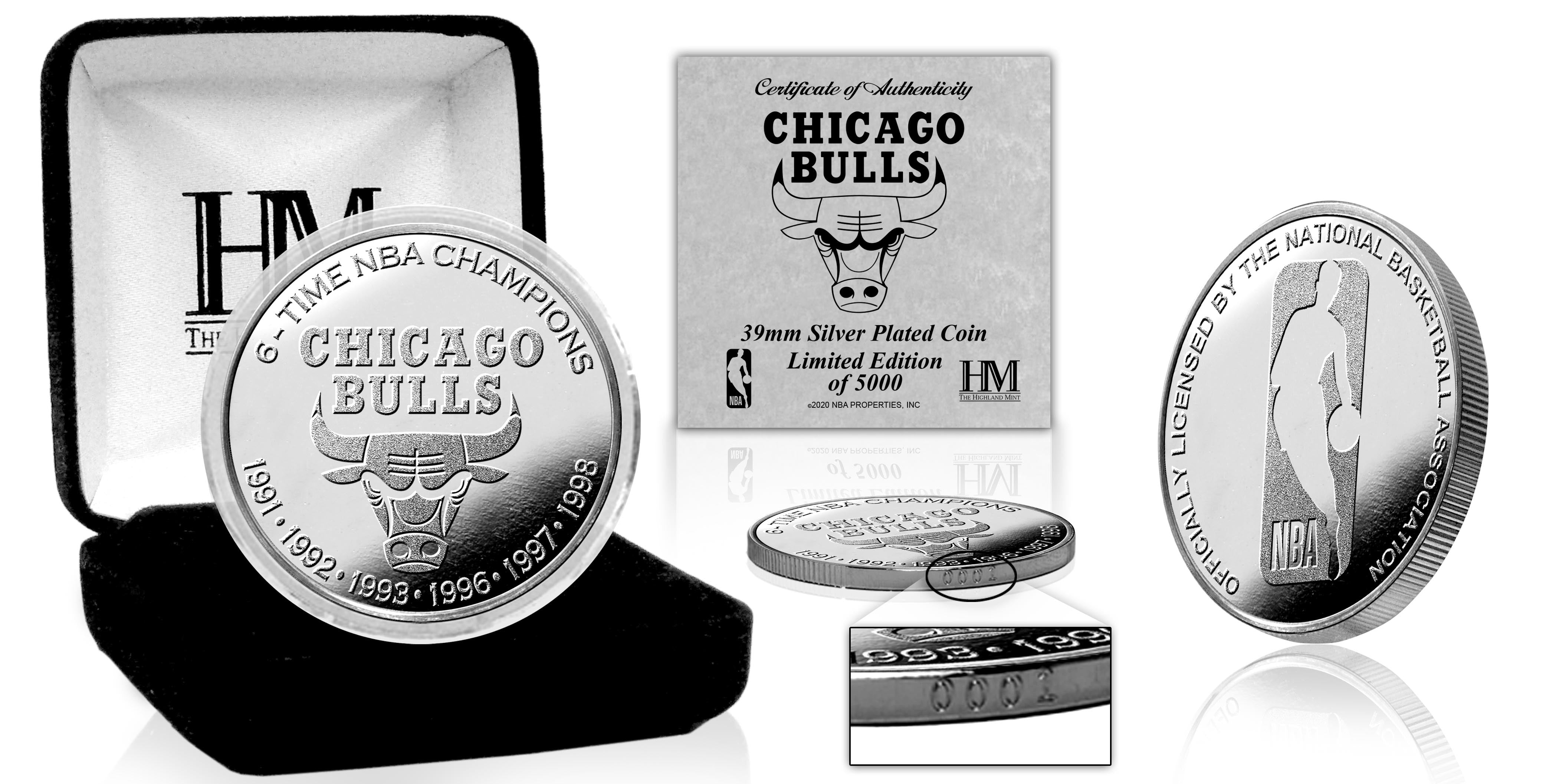 Chicago Bulls 6-Time Champions Silver Coin