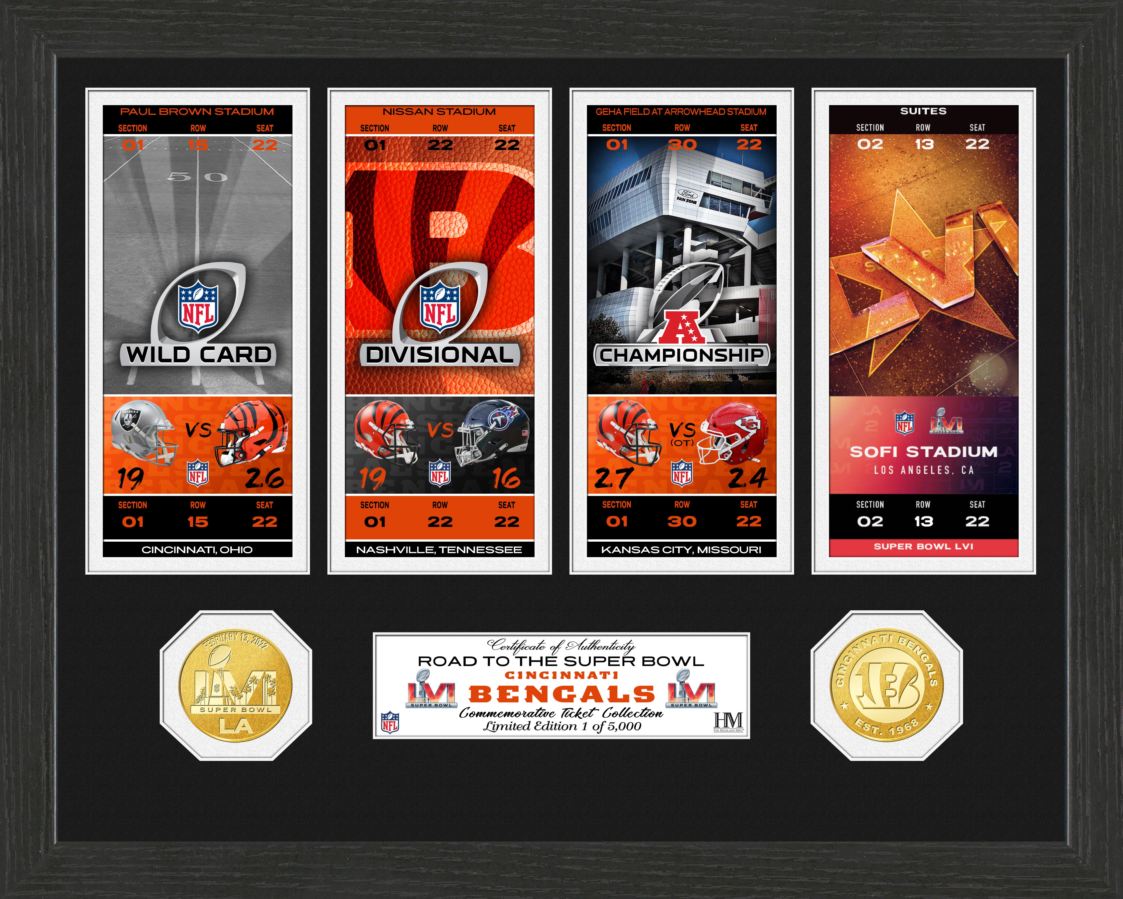 Cincinnati Bengals Road to Super Bowl LVI Bronze Coin Ticket Photo Mint