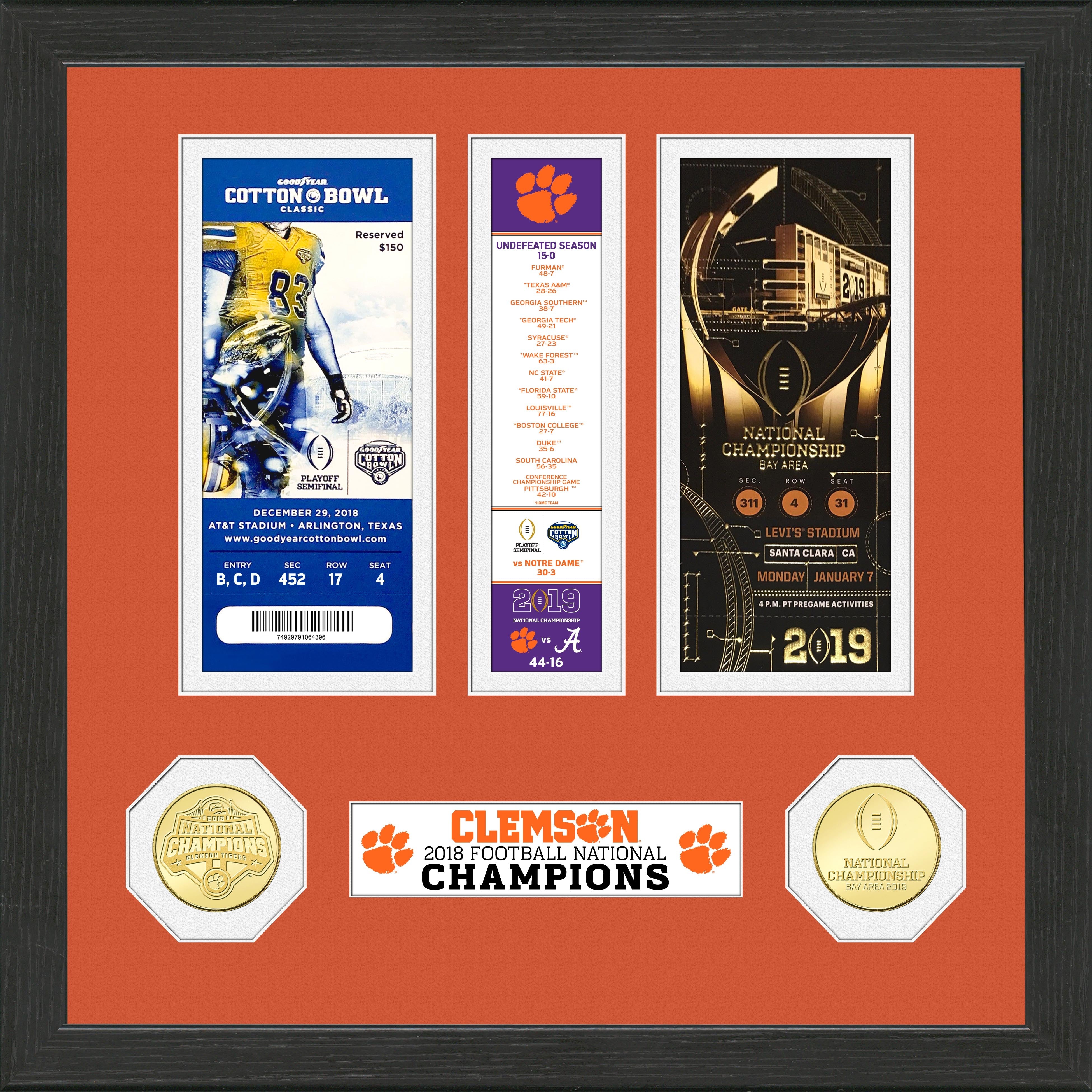 Clemson Tigers 2018 Football National Champions Ticket Collection