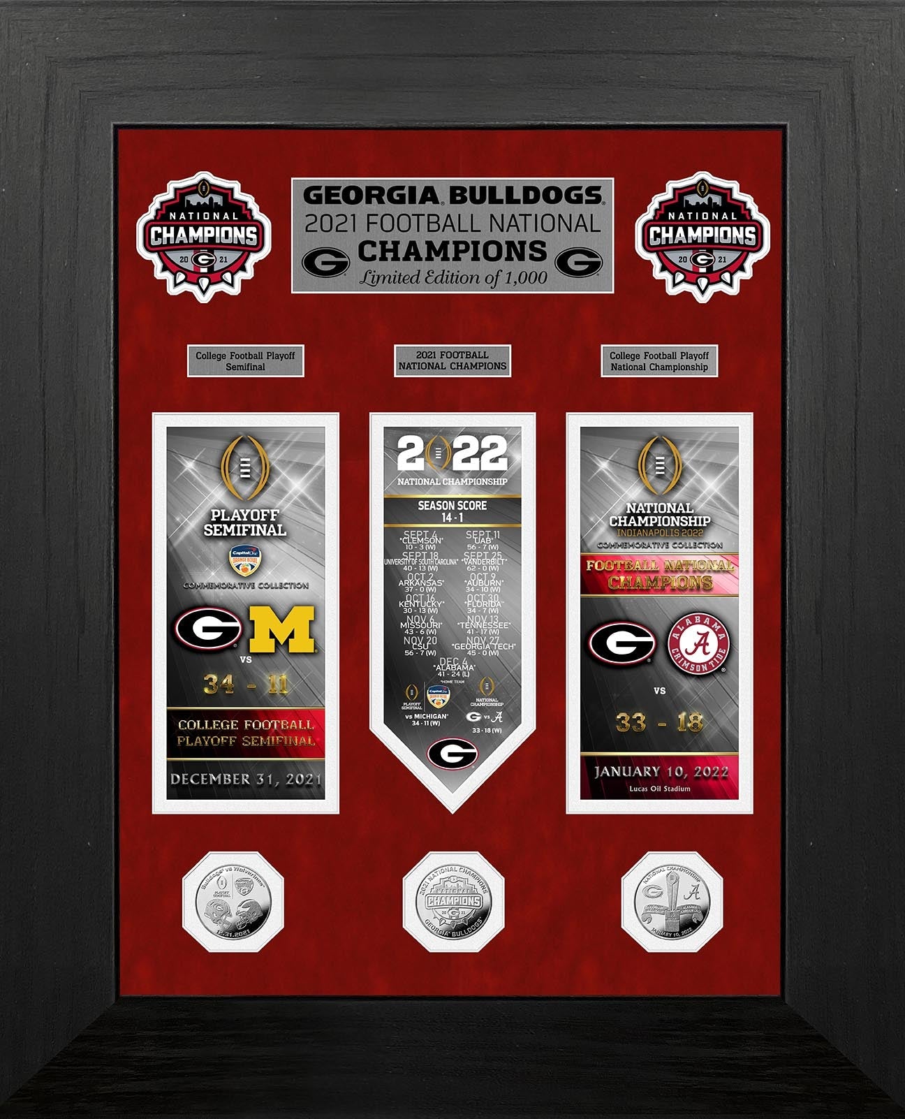 Georgia Bulldogs 2021/22 Football National Champions Deluxe Silver Coin Ticket Collection