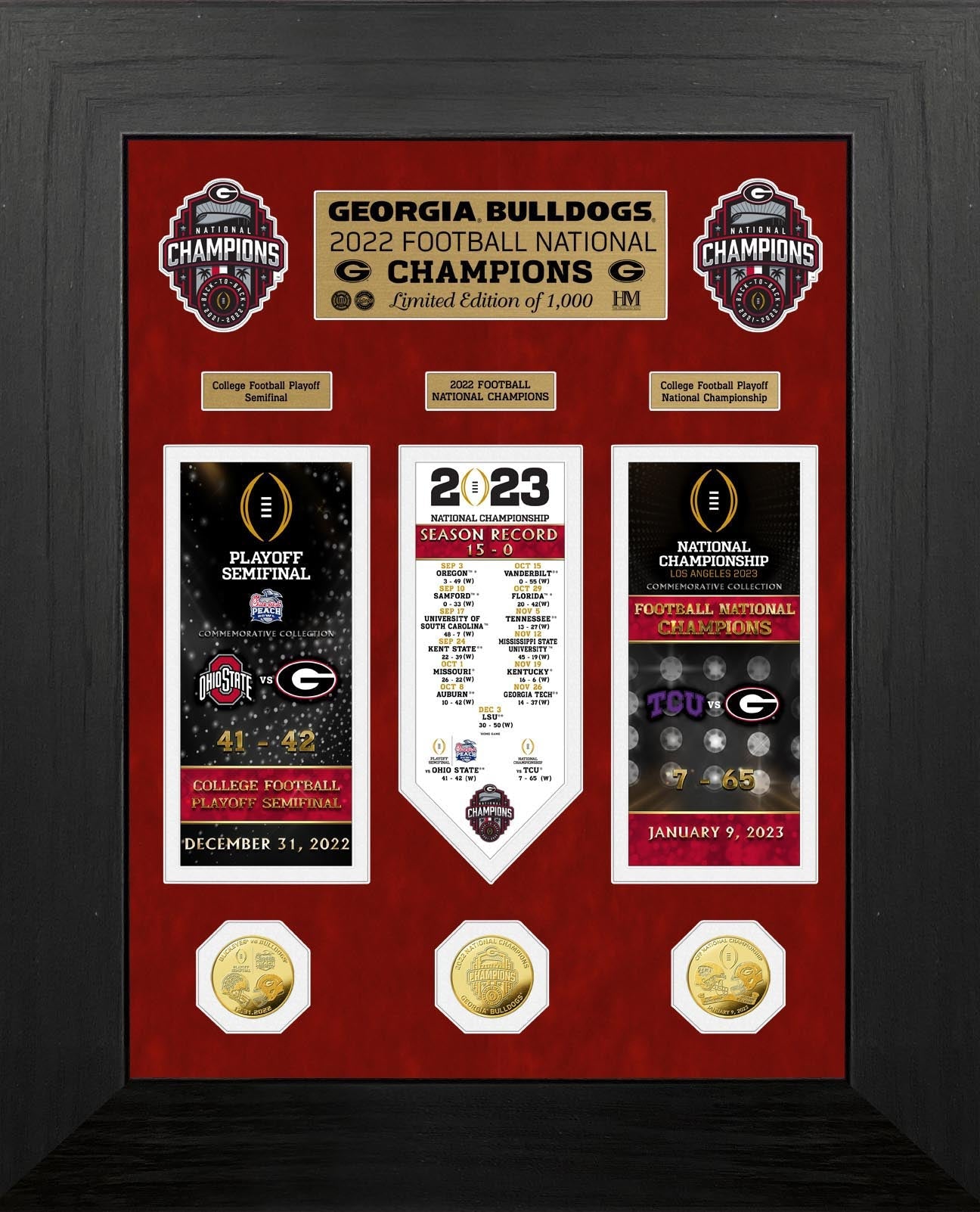 Georgia Bulldogs 2022 Road to the Championship Deluxe Ticket & Gold Coin Photo Mint