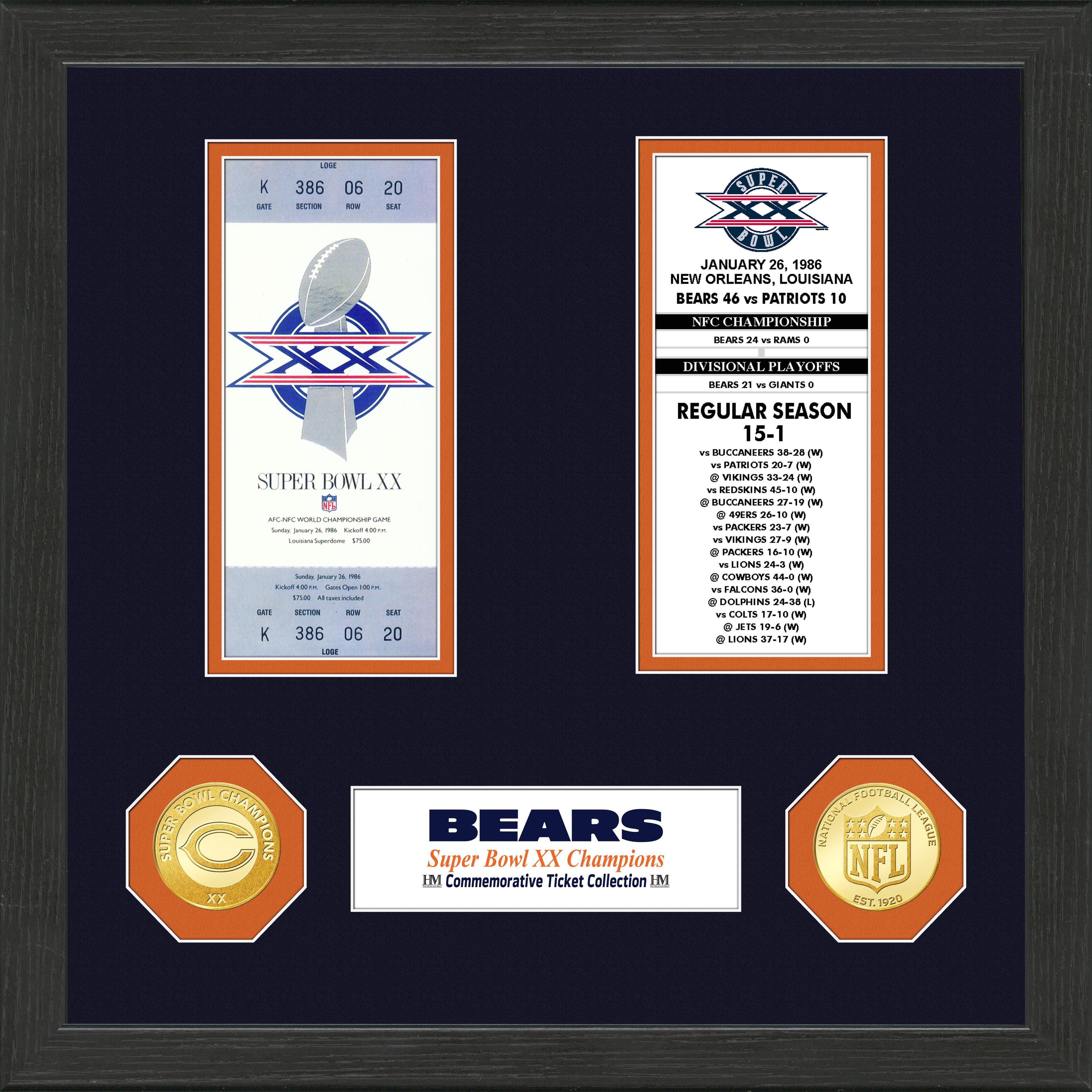 Chicago Bears SB Championship Ticket Collection