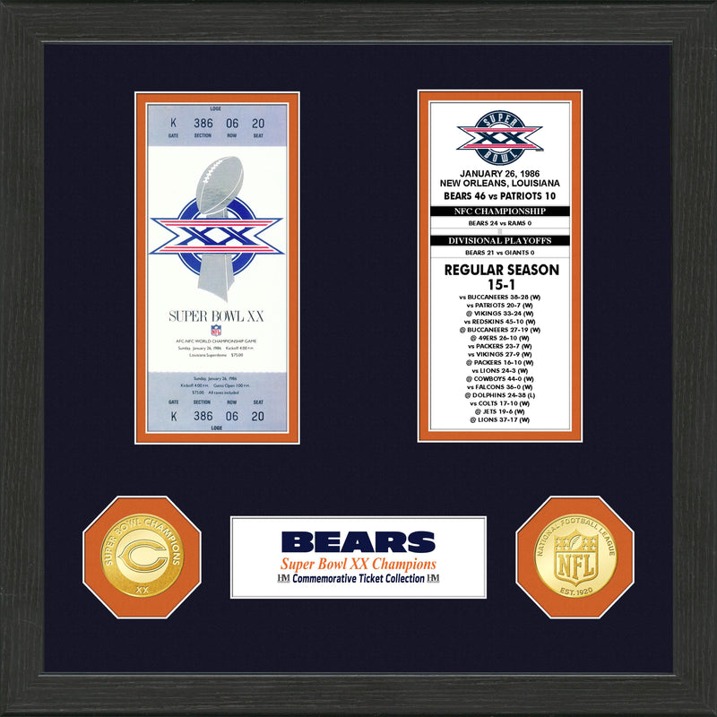 Chicago Bears SB Championship Ticket Collection
