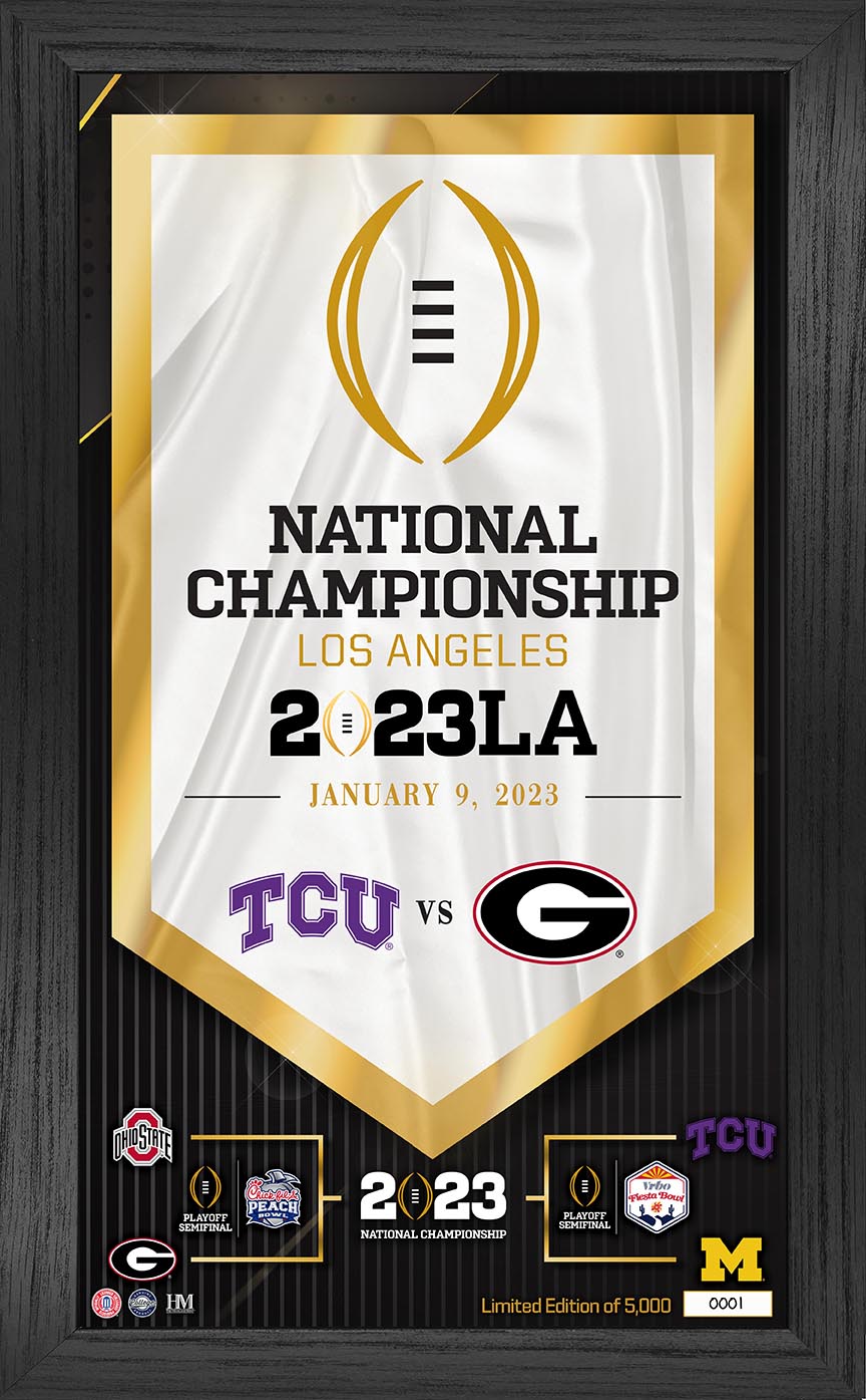 Georgia Bulldogs vs TCU Horned Frogs 2023 CFP National Championship Game Banner Frame