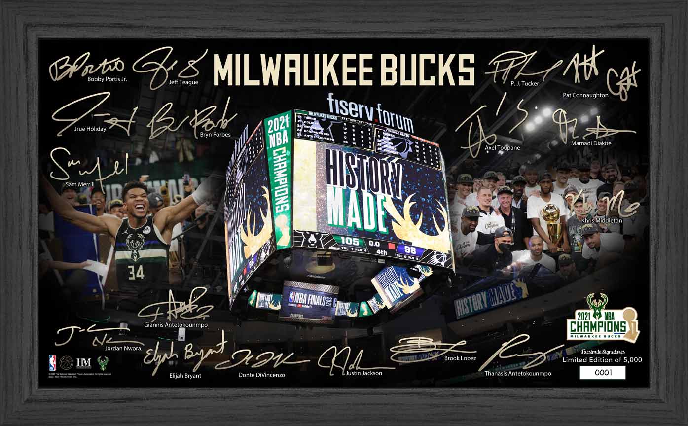 Milwaukee Bucks 2021 NBA Finals Champions Celebration Signature Court