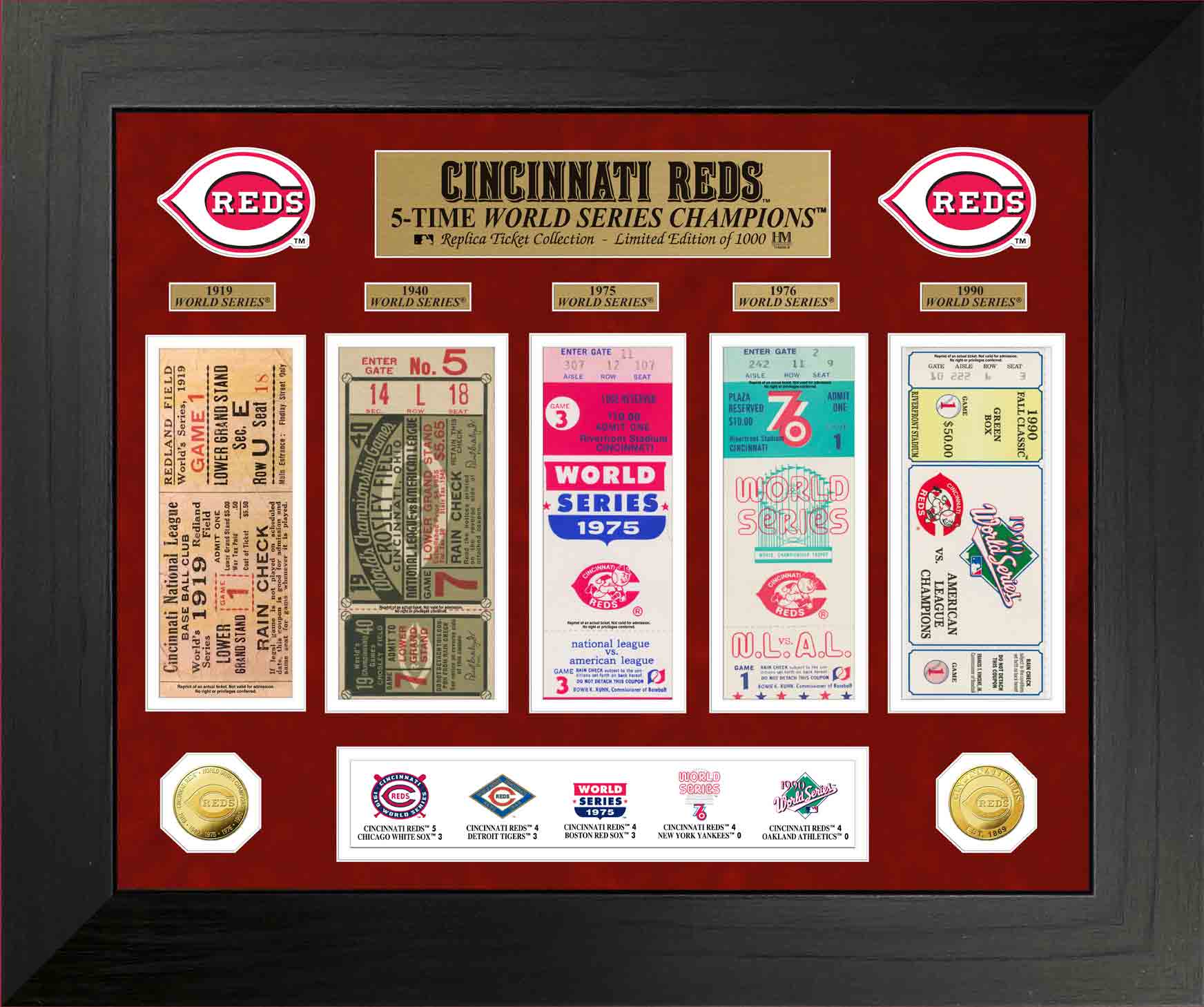 Cincinnati Reds World Series Deluxe Gold Coin & Ticket Collection
