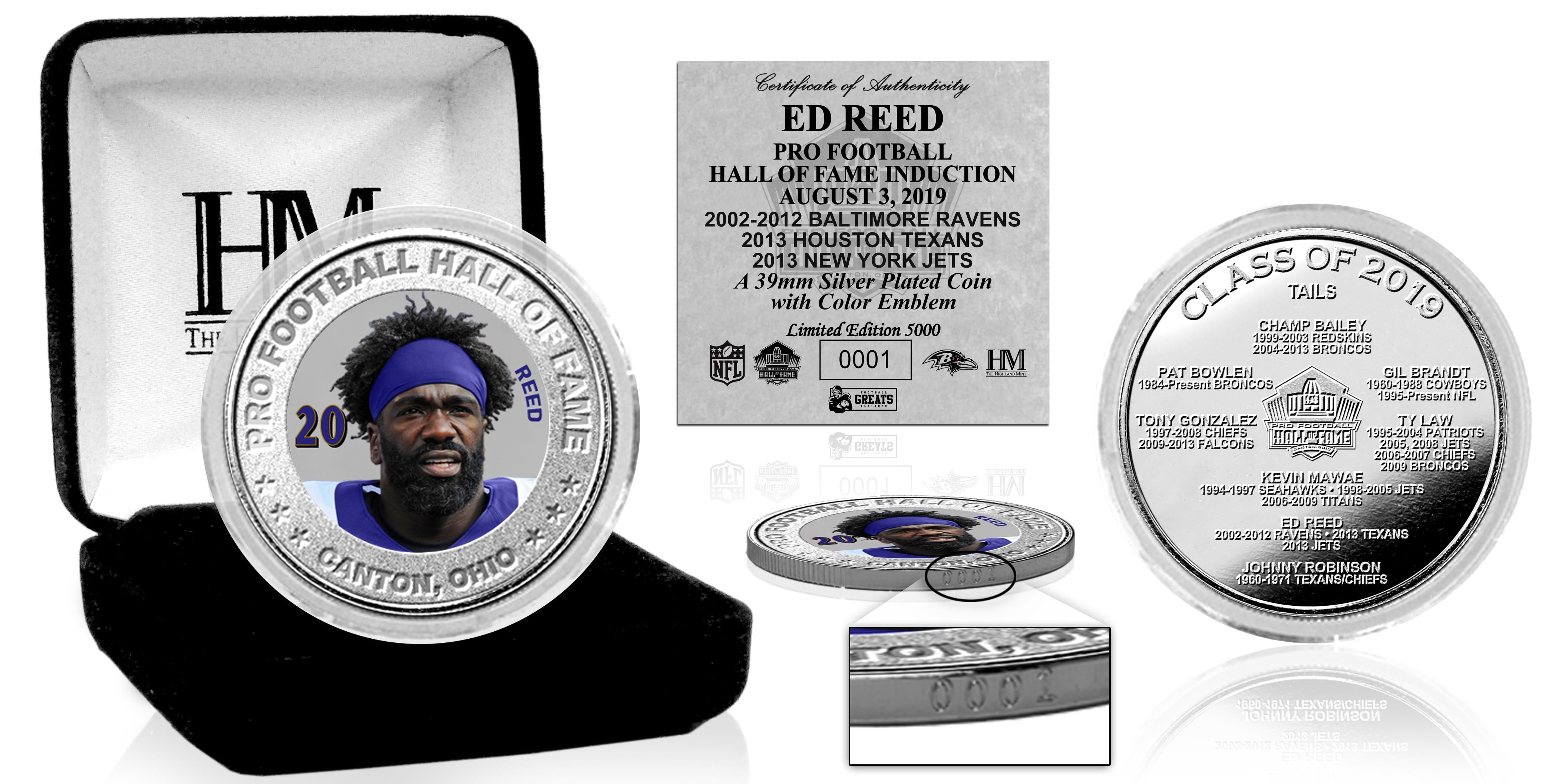 Ed Reed Hall of Fame 2019 Silver Mint Coin