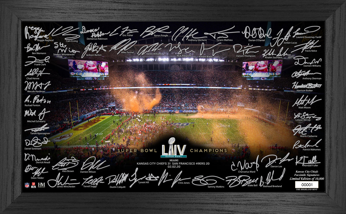 Kansas City Chiefs Super Bowl 54 Champions Signature Grid