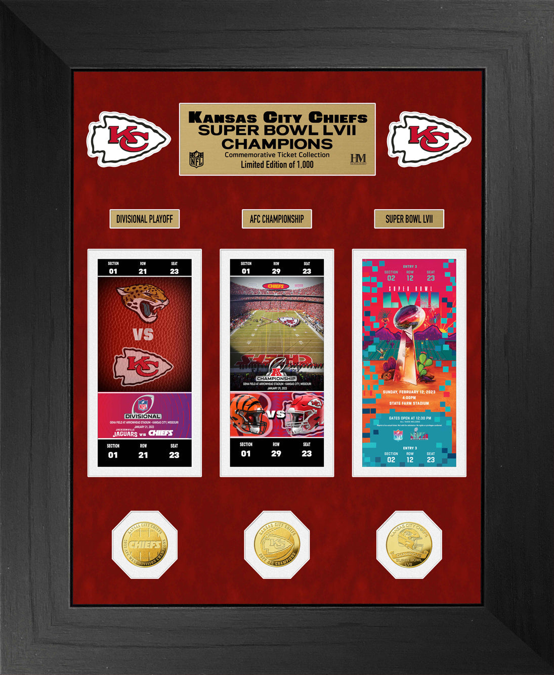 The Highland Mint | Kansas City Chiefs Road to Super Bowl LVII Championship Deluxe Gold Coin & Ticket Collection