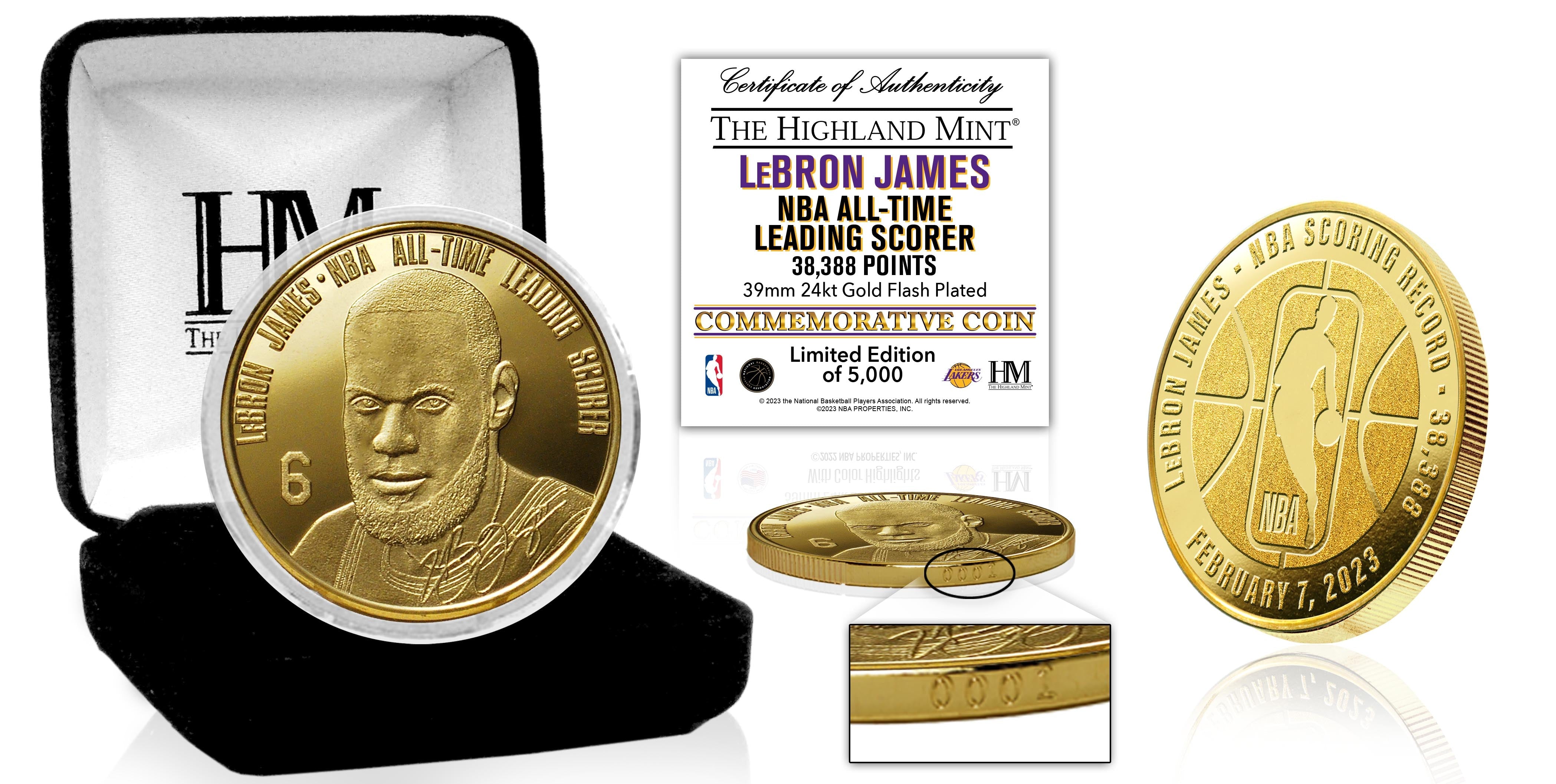 LeBron James Los Angeles Lakers NBA All-Time Leading Scorer Gold Coin