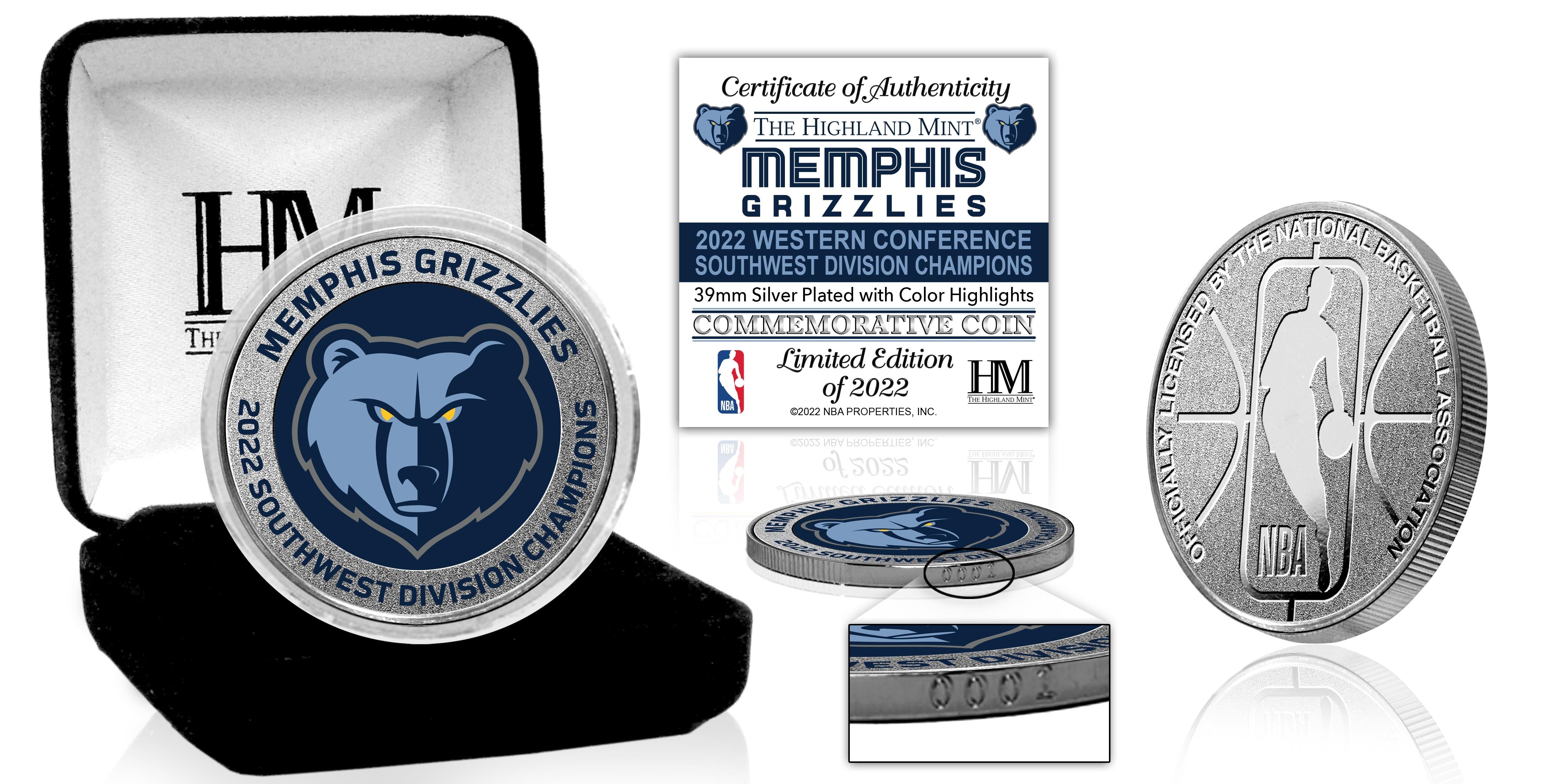 Memphis Grizzlies Southwest Division Champions Silver Color Coin