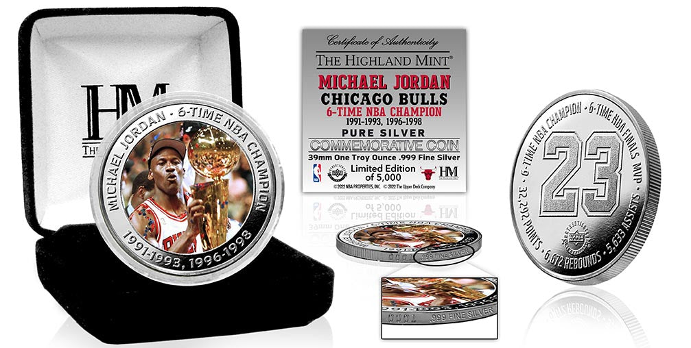 Michael Jordan 6-Time NBA Champion 1oz .999 Silver Coin