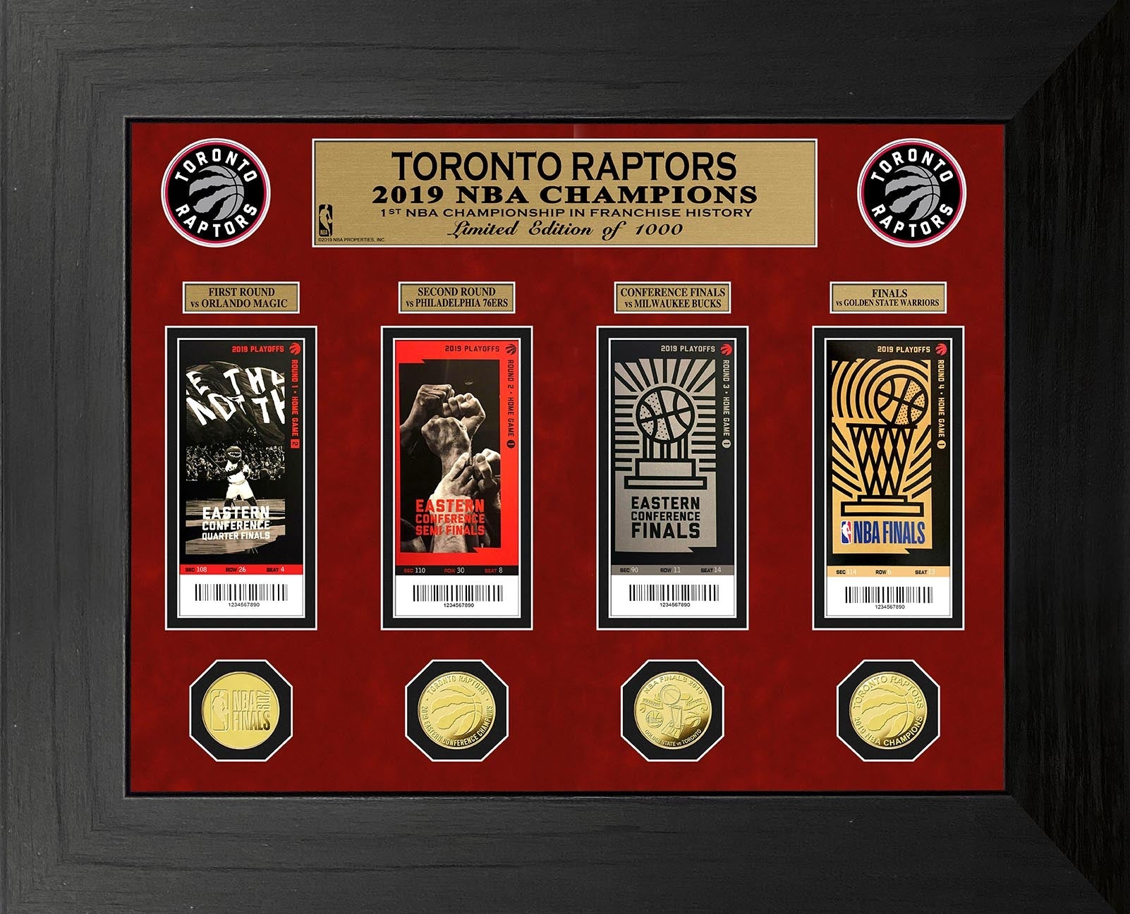 Toronto Raptors 2019 NBA Finals Champions Deluxe Gold Coin & Ticket Collection