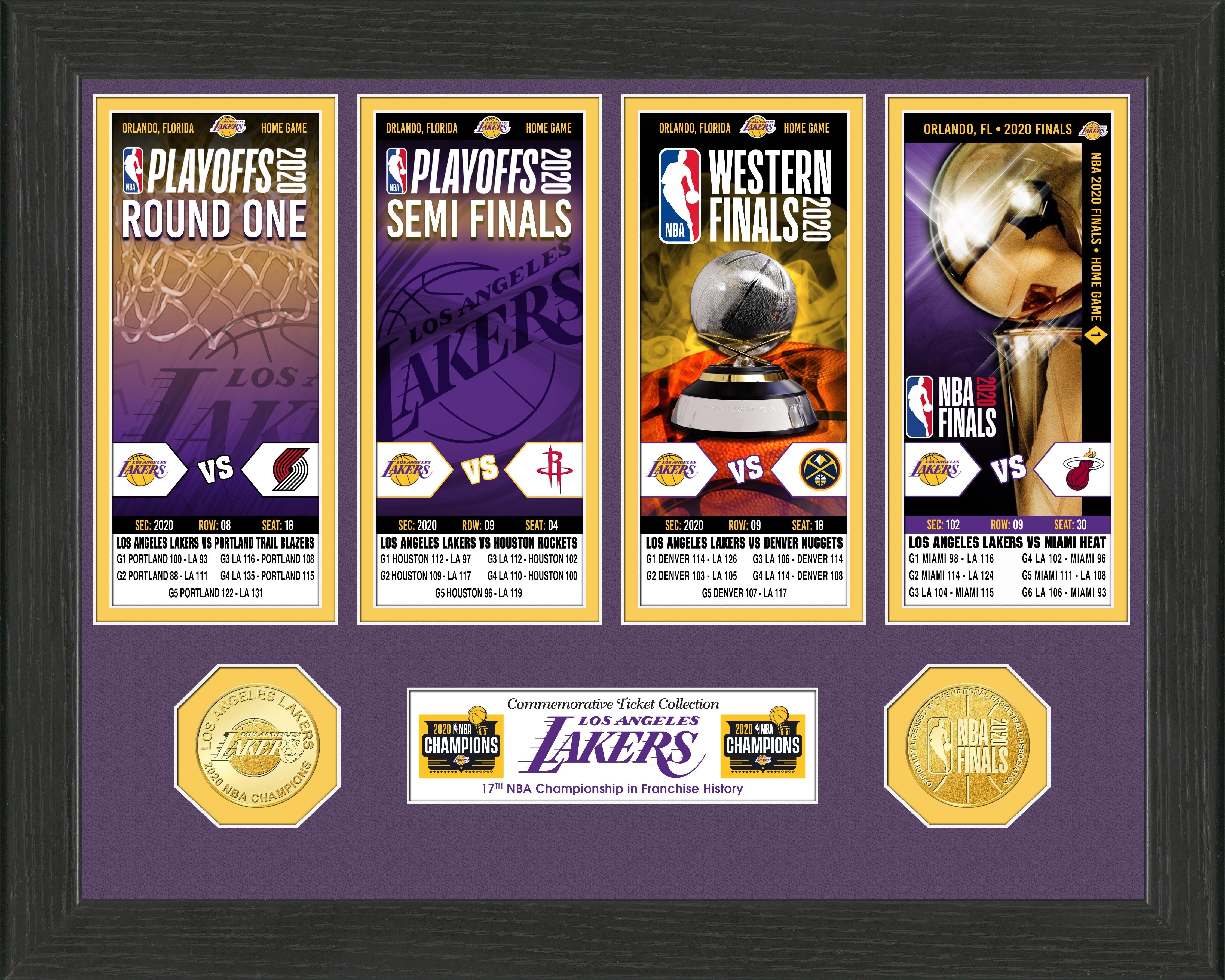 2020 NBA Finals Champions Los Angeles Lakers Ticket Collection