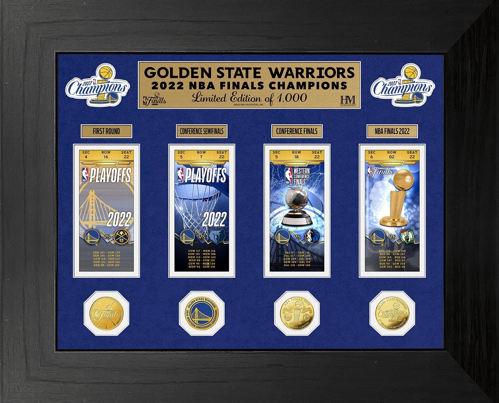 Golden State Warriors 2022 NBA Finals Champions Deluxe Gold Coin & Ticket Collection