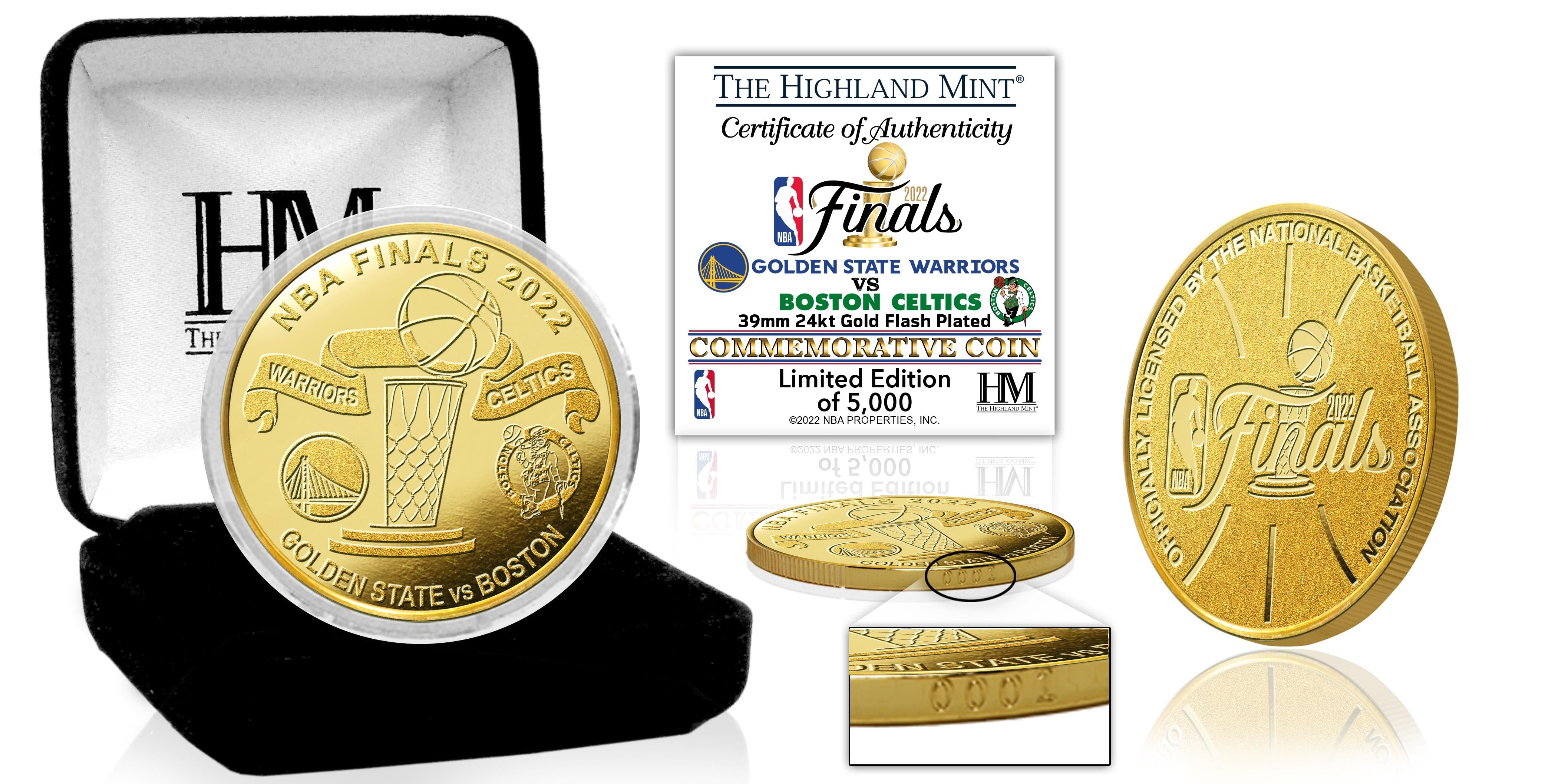 Warriors vs Celtics 2022 NBA Finals Dueling Gold Mint Coin