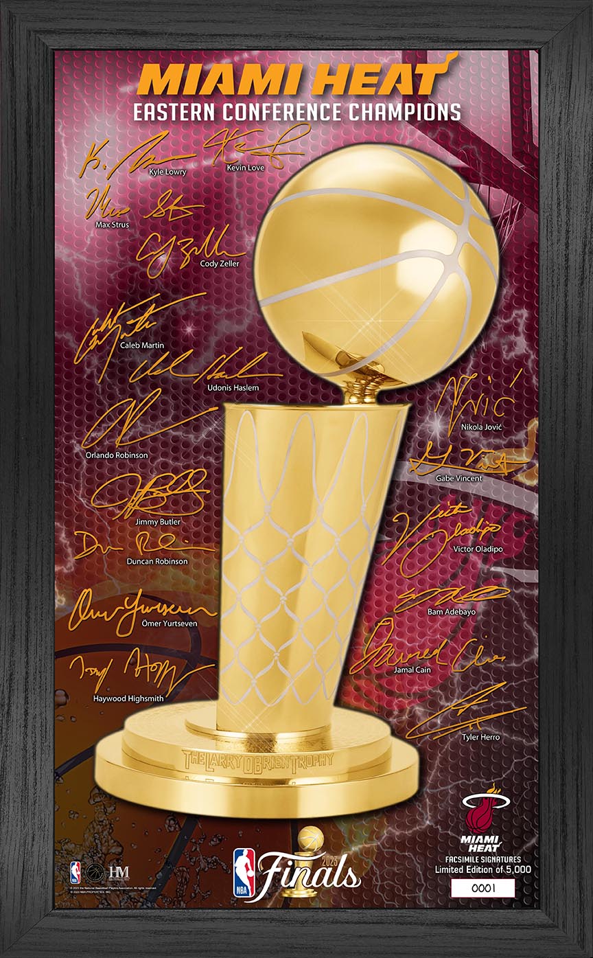 Miami Heat 2023 NBA Conference Champs Signature Trophy Pano Frame