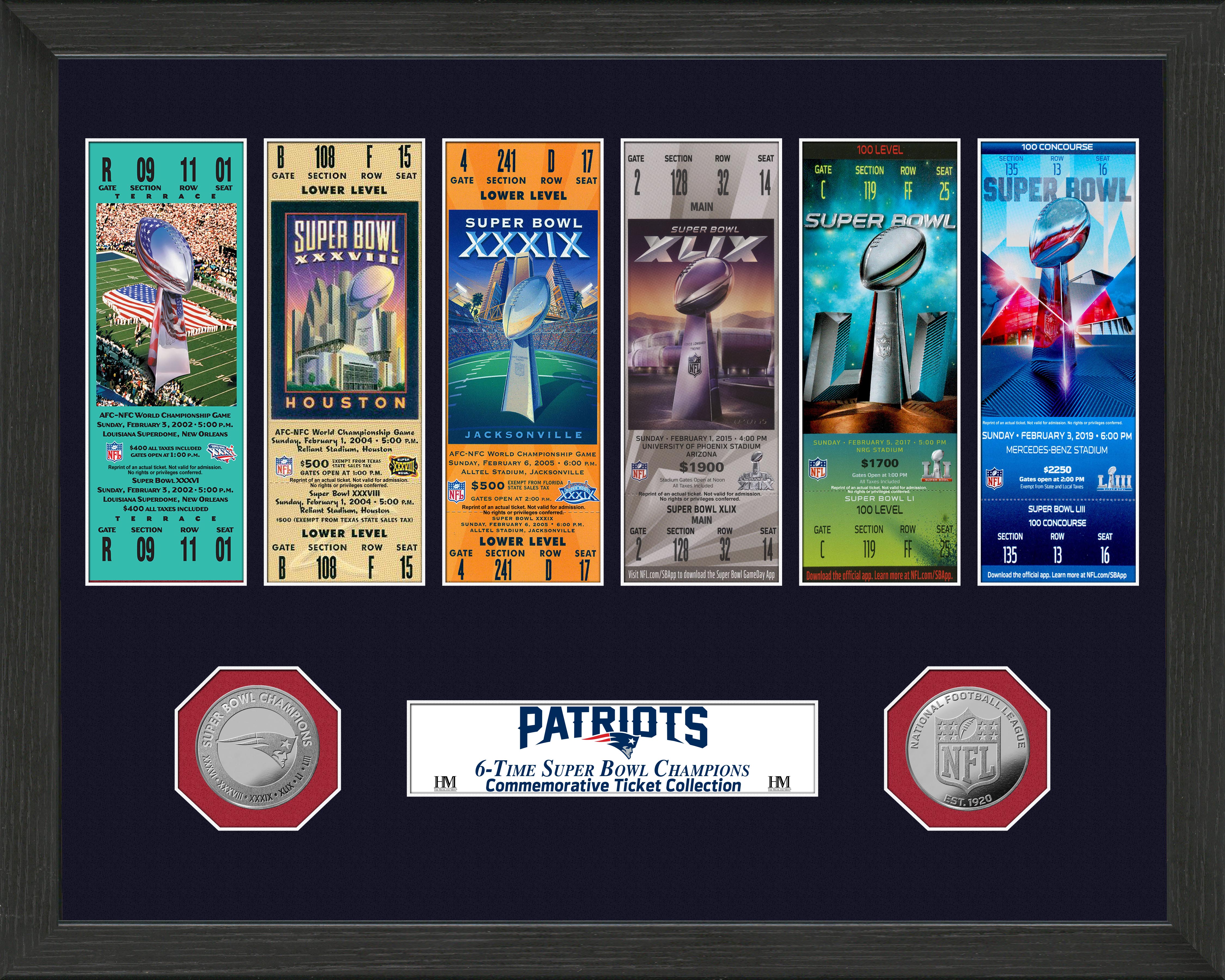 New England Patriots 6-Time Super Bowl Champions Ticket Collection