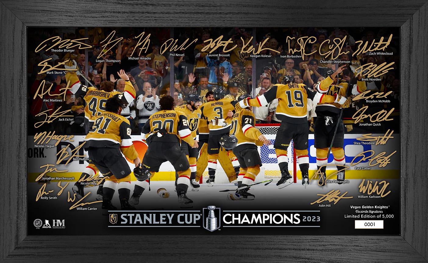 Vegas Golden Knights 2023 NHL Stanley Cup Champions Signature Celebration Pano Frame