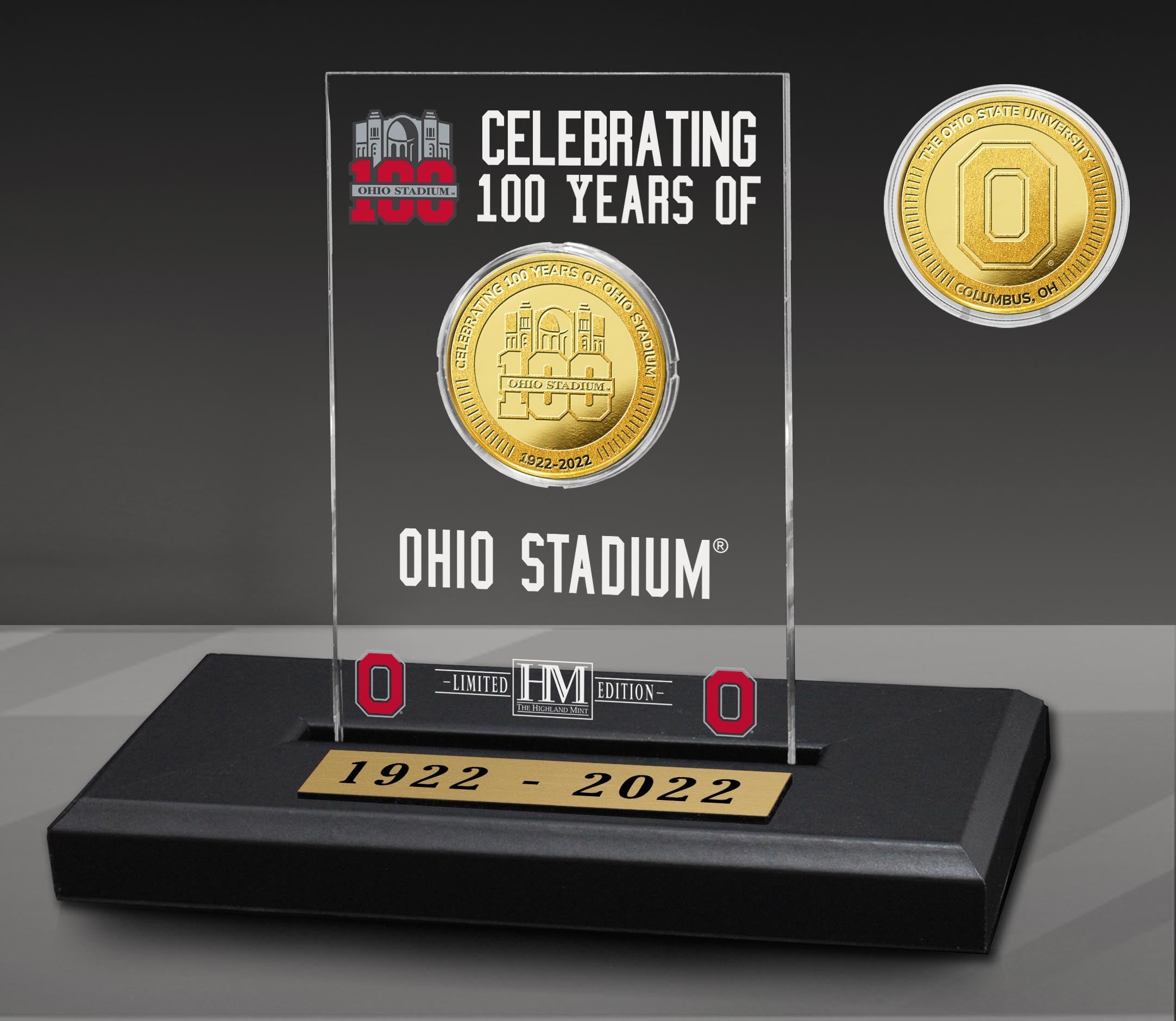 Ohio State 100 Years Stadium Gold Coin Acrylic