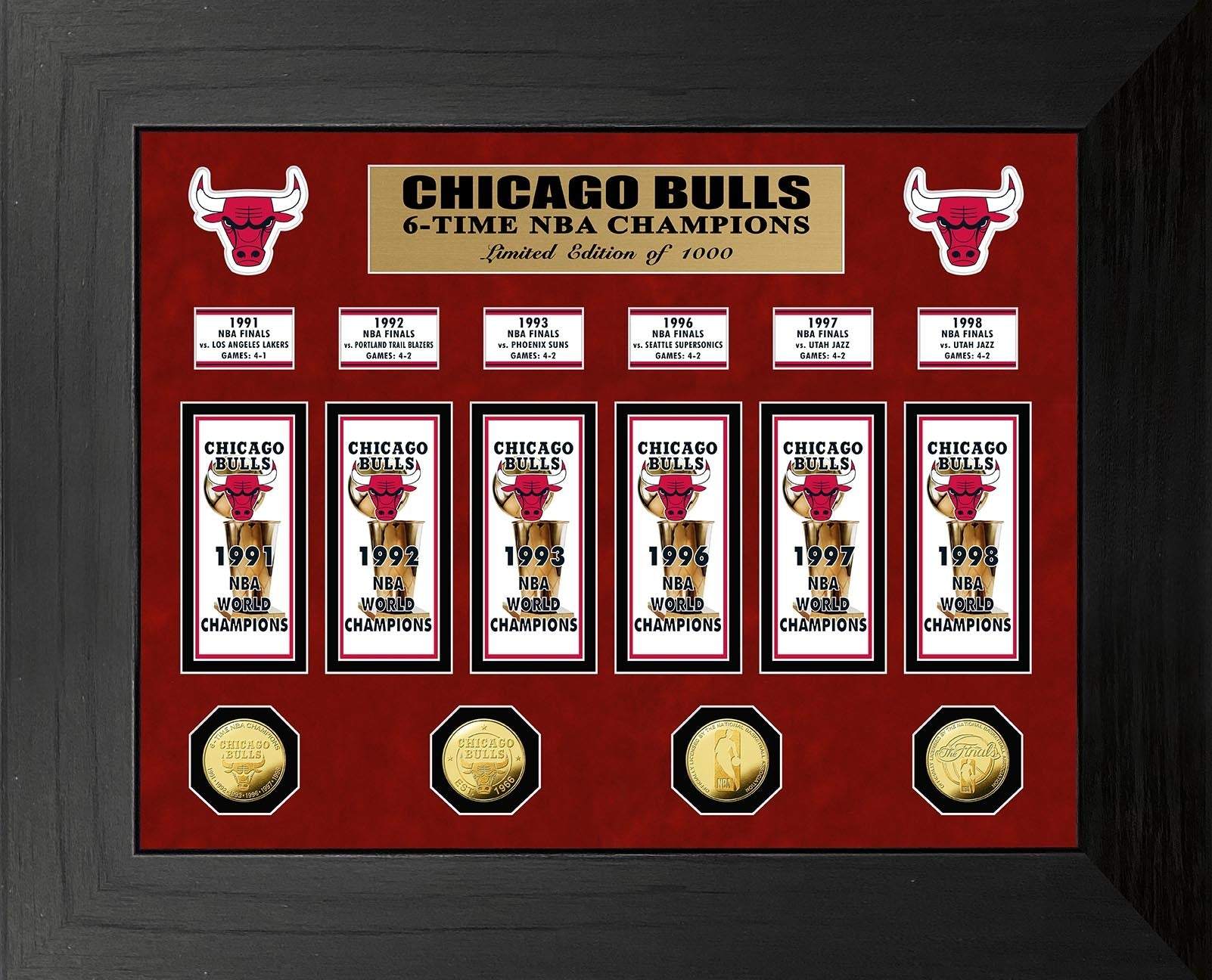 Chicago Bulls 6-Time NBA Champions Deluxe Gold Coin & Banner Collection