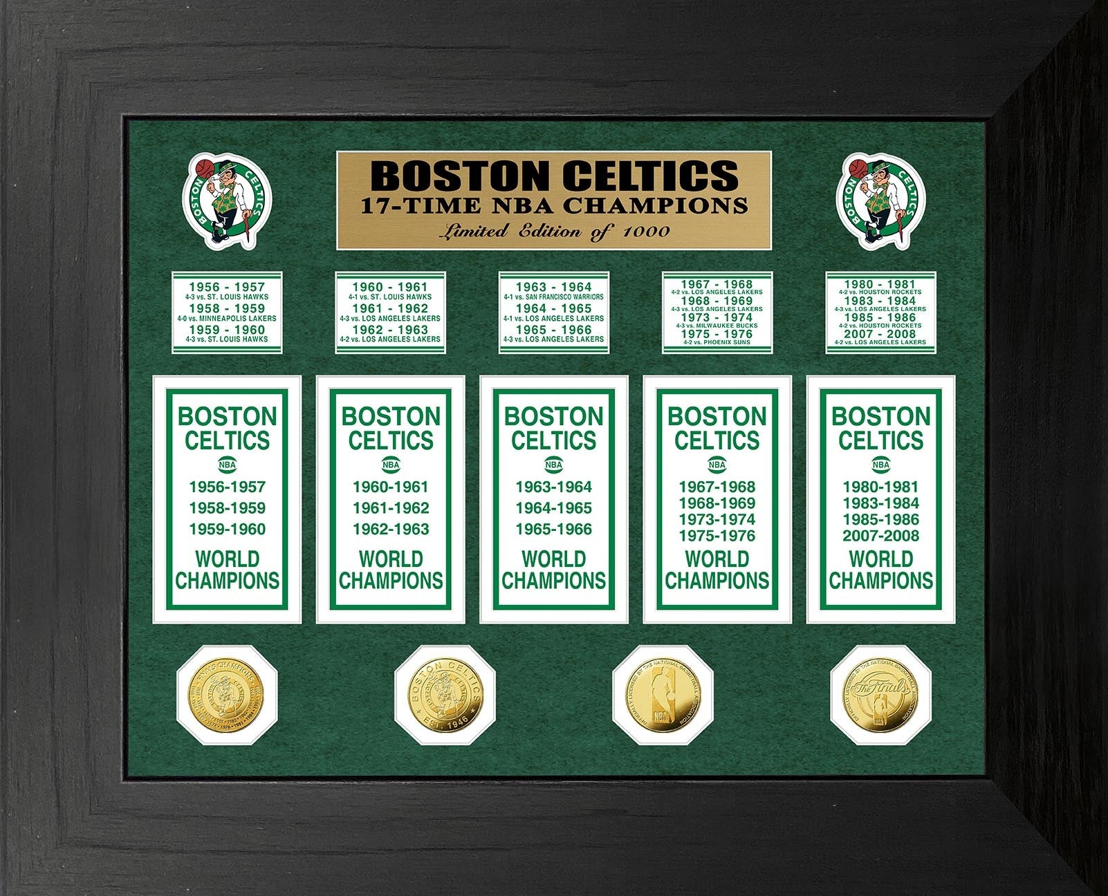 Boston Celtics 17-Time NBA Champions Deluxe Gold Coin & Banner Collection