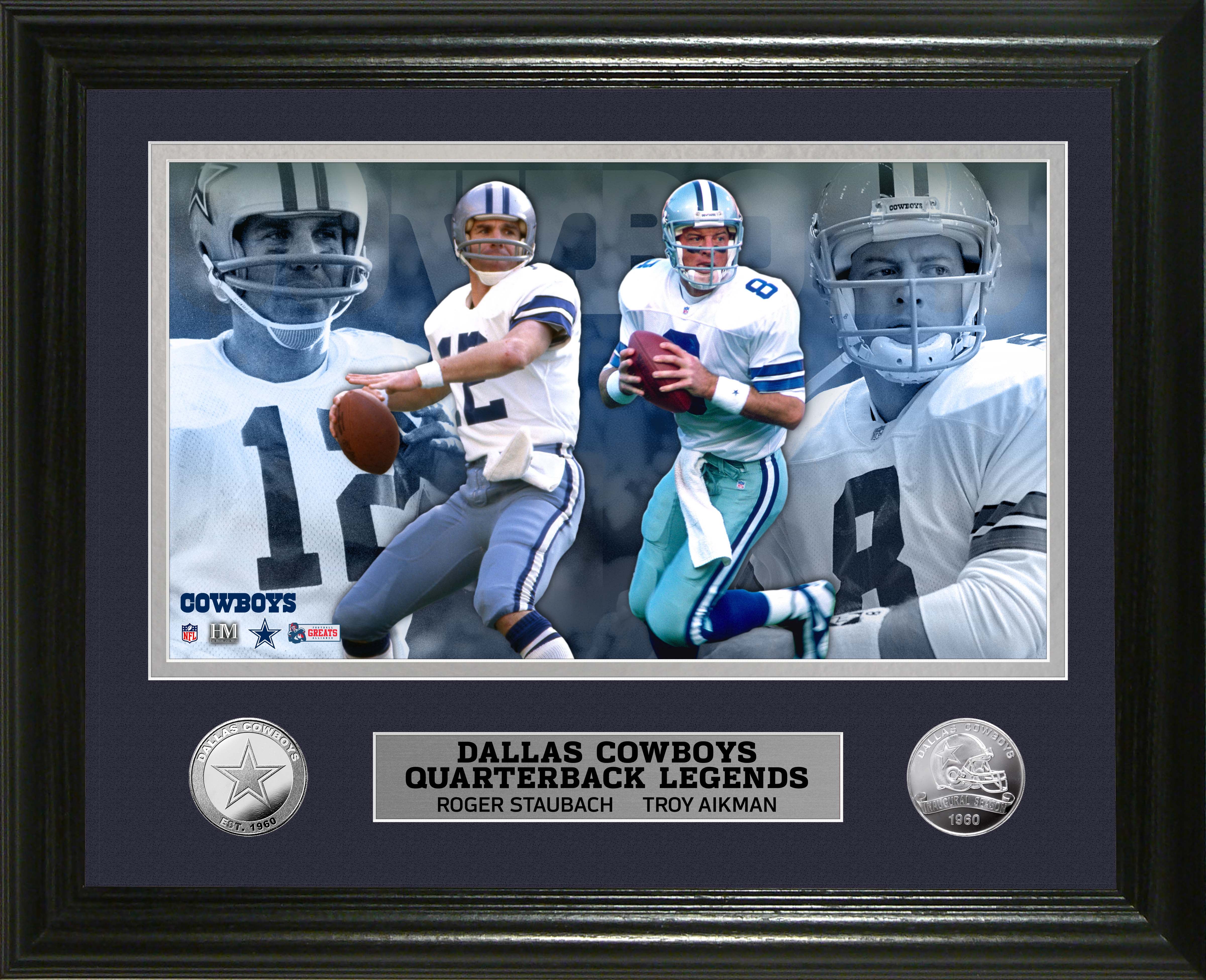Dallas Cowboys Quarterback Legends Silver Coin Photo Mint