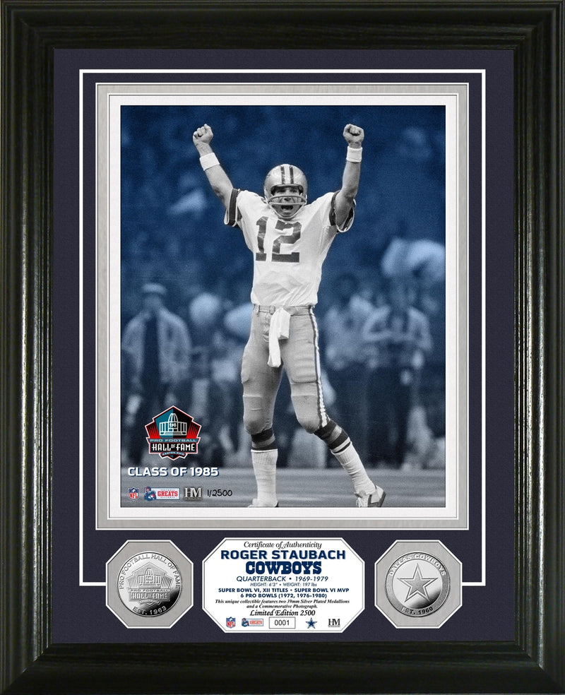 Roger Staubach Pro Football Hall of Fame Silver Coin Photo Mint