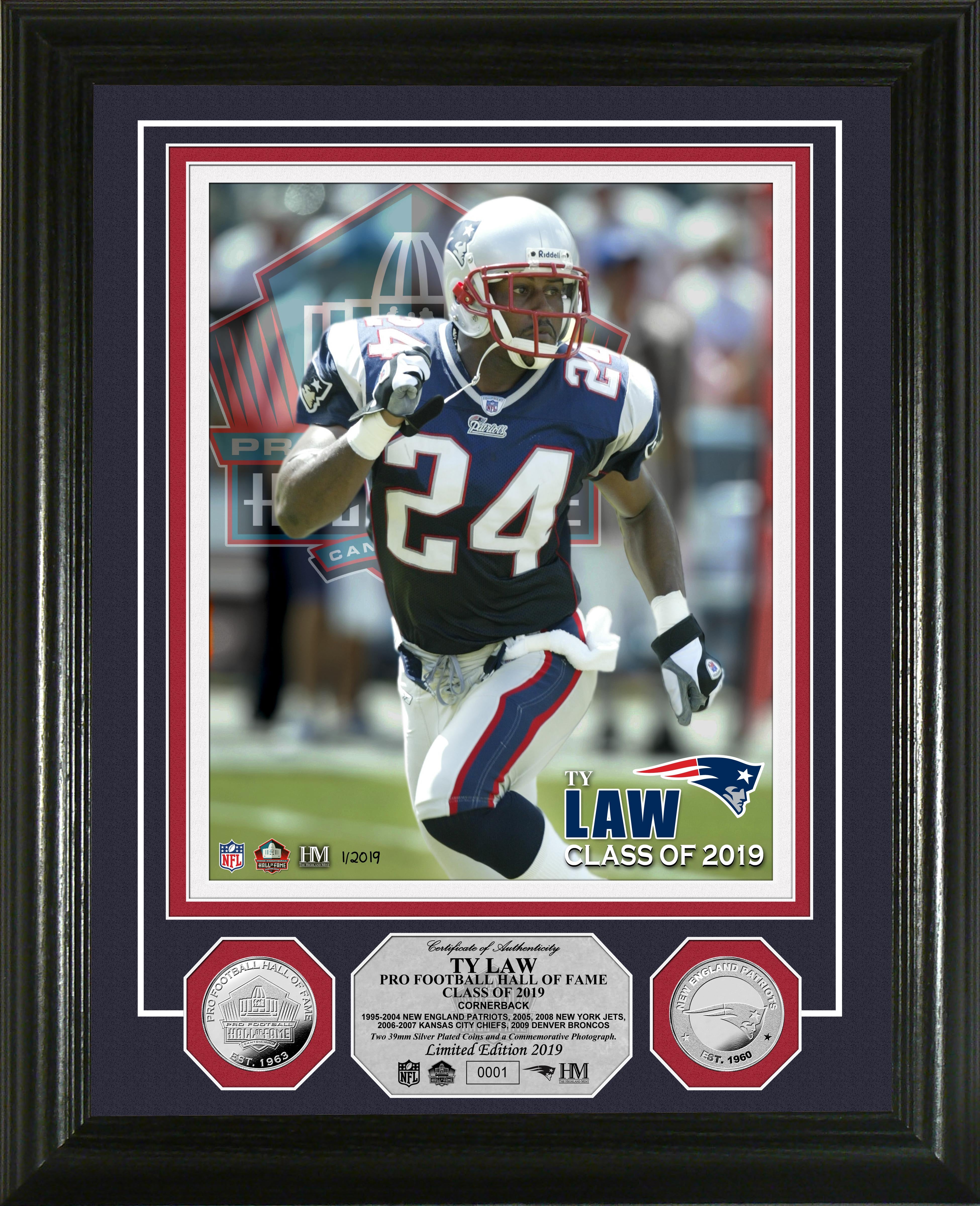 Ty Law Hall of Fame 2019 Silver Coin Photo Mint