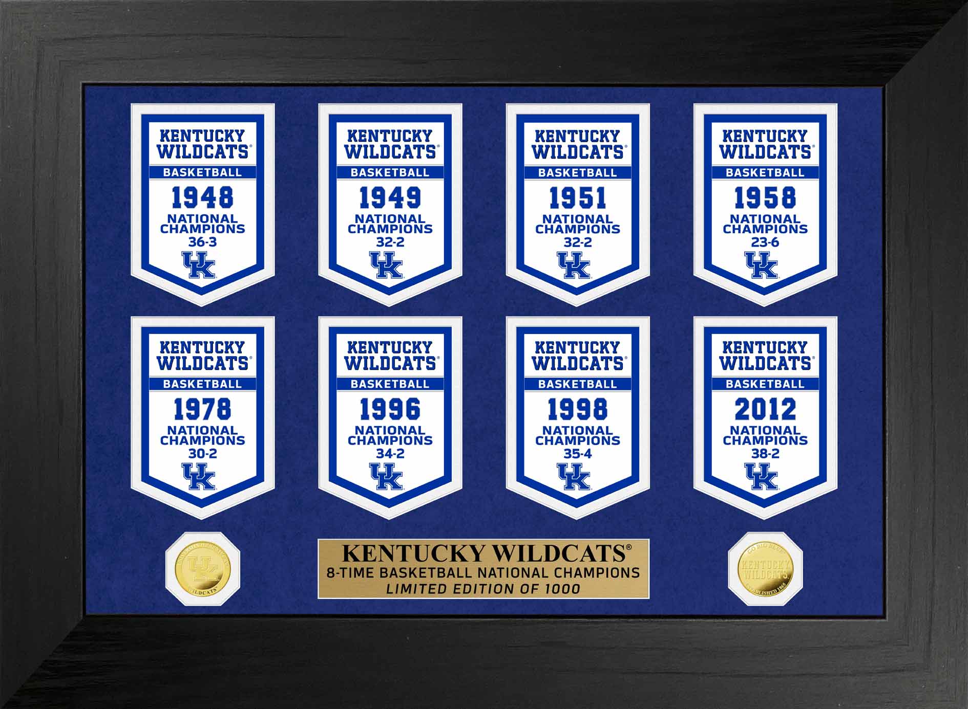 University of Kentucky Wildcats Basketball National Champions Deluxe Banner Collection