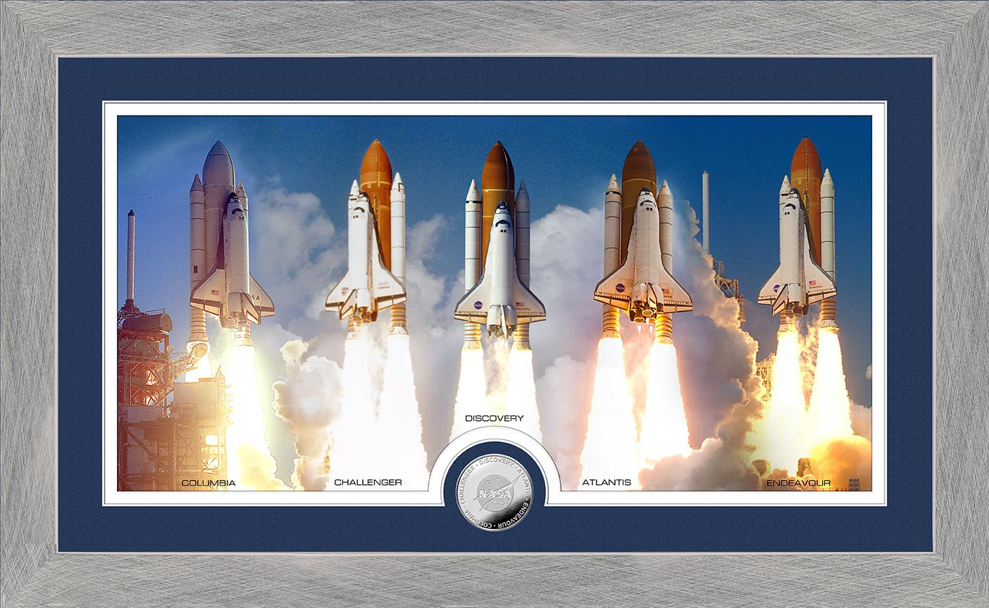 Space Shuttle Program Shuttle Launch Panoramic Silver Coin Photo Mint